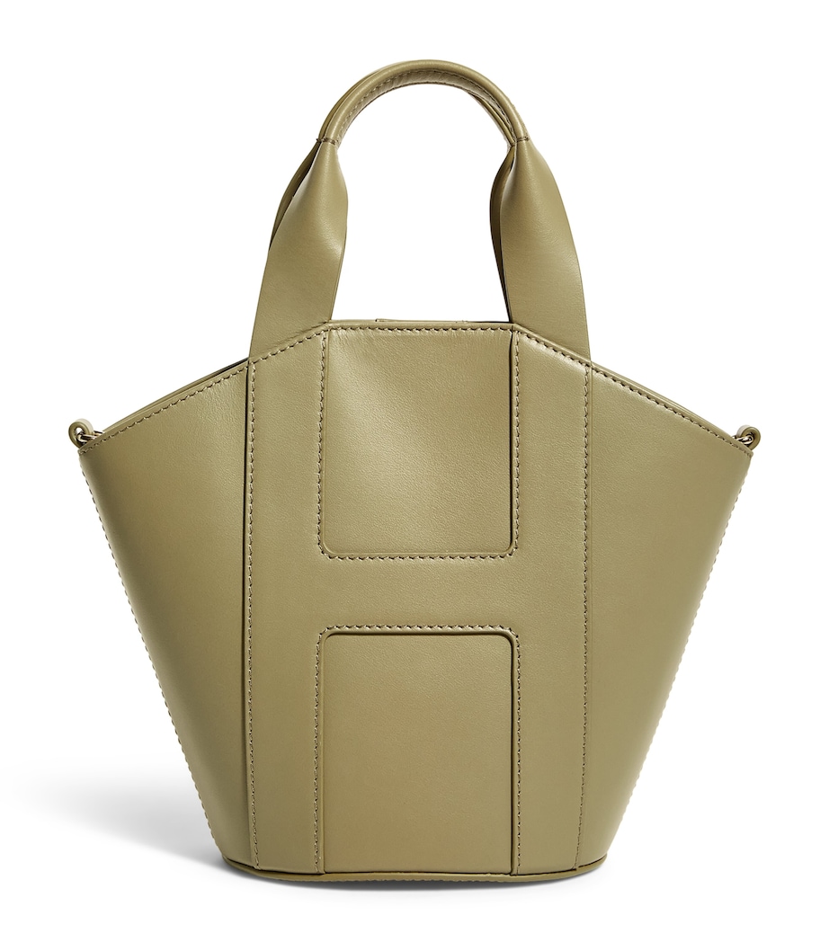 Harrods Grab Leather Tote Bag Olive Image 1