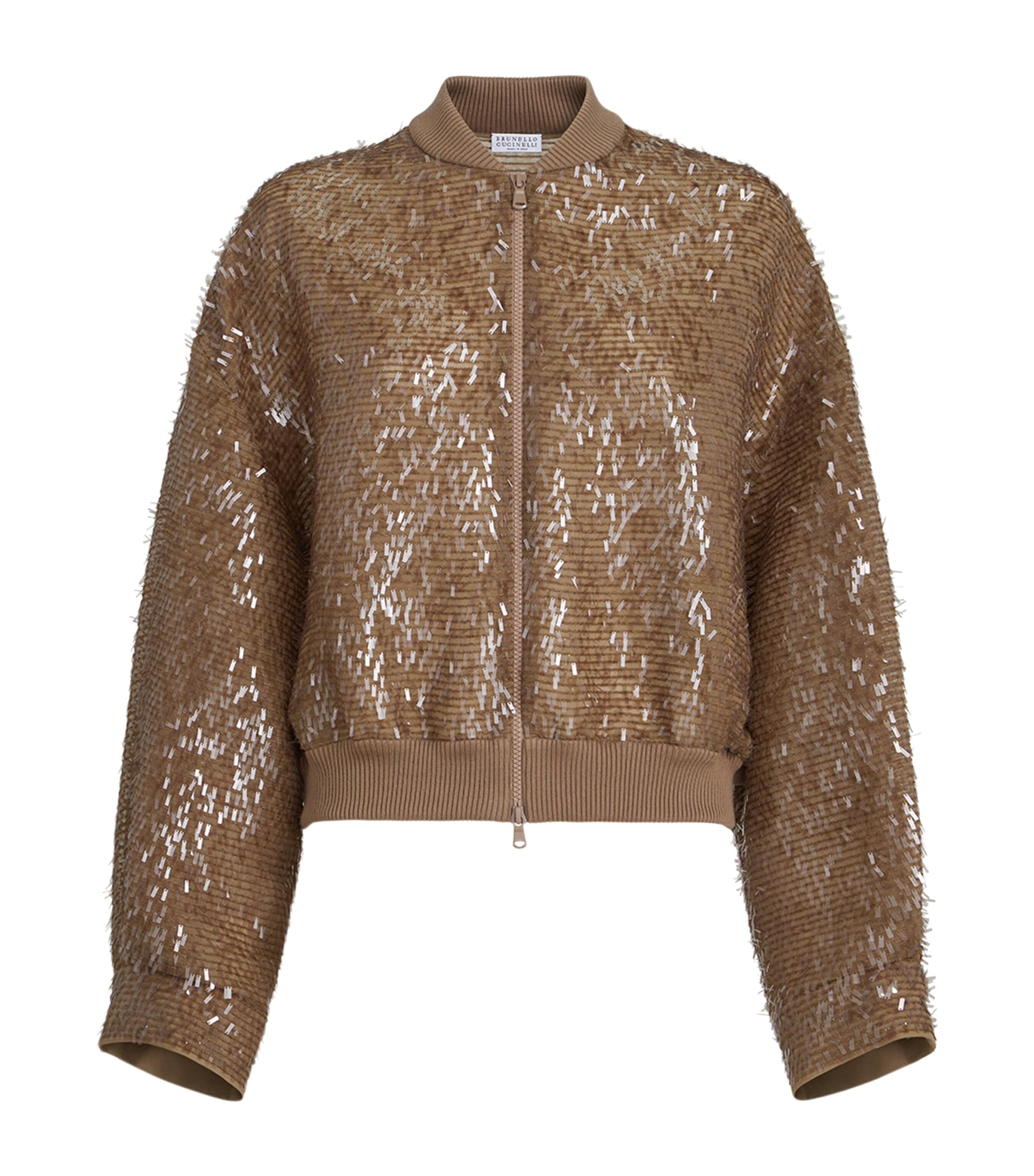 Brunello Cucinelli Womens Embellished Bomber Jacket Image 1
