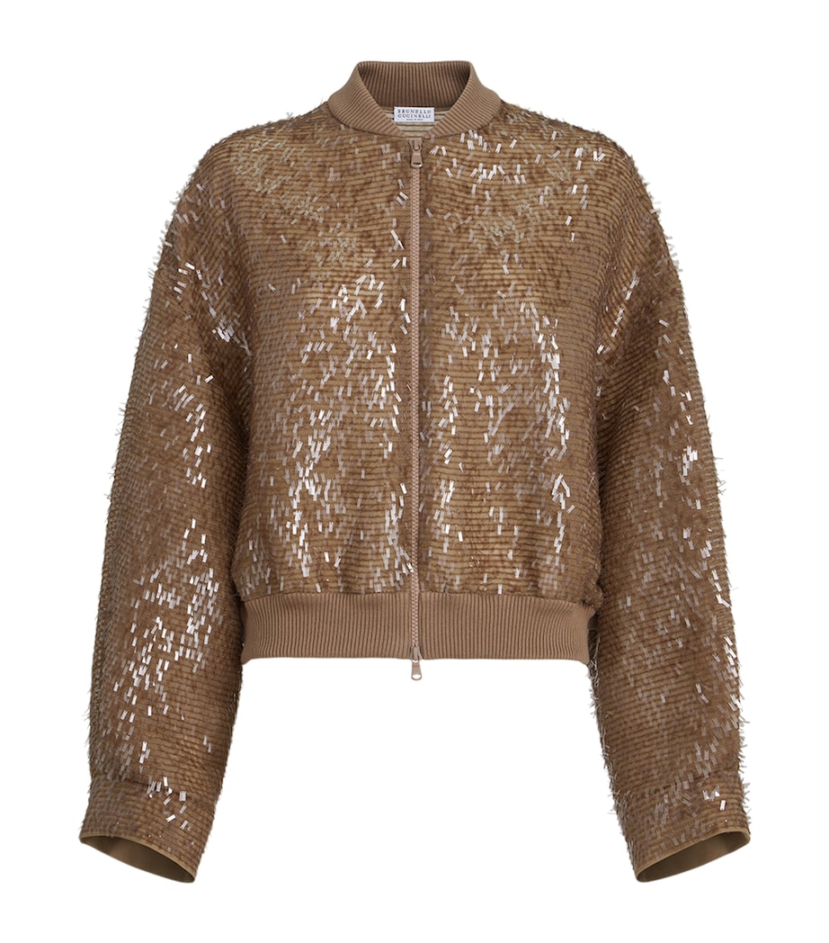 Brunello Cucinelli Womens Embellished Bomber Jacket Image 1