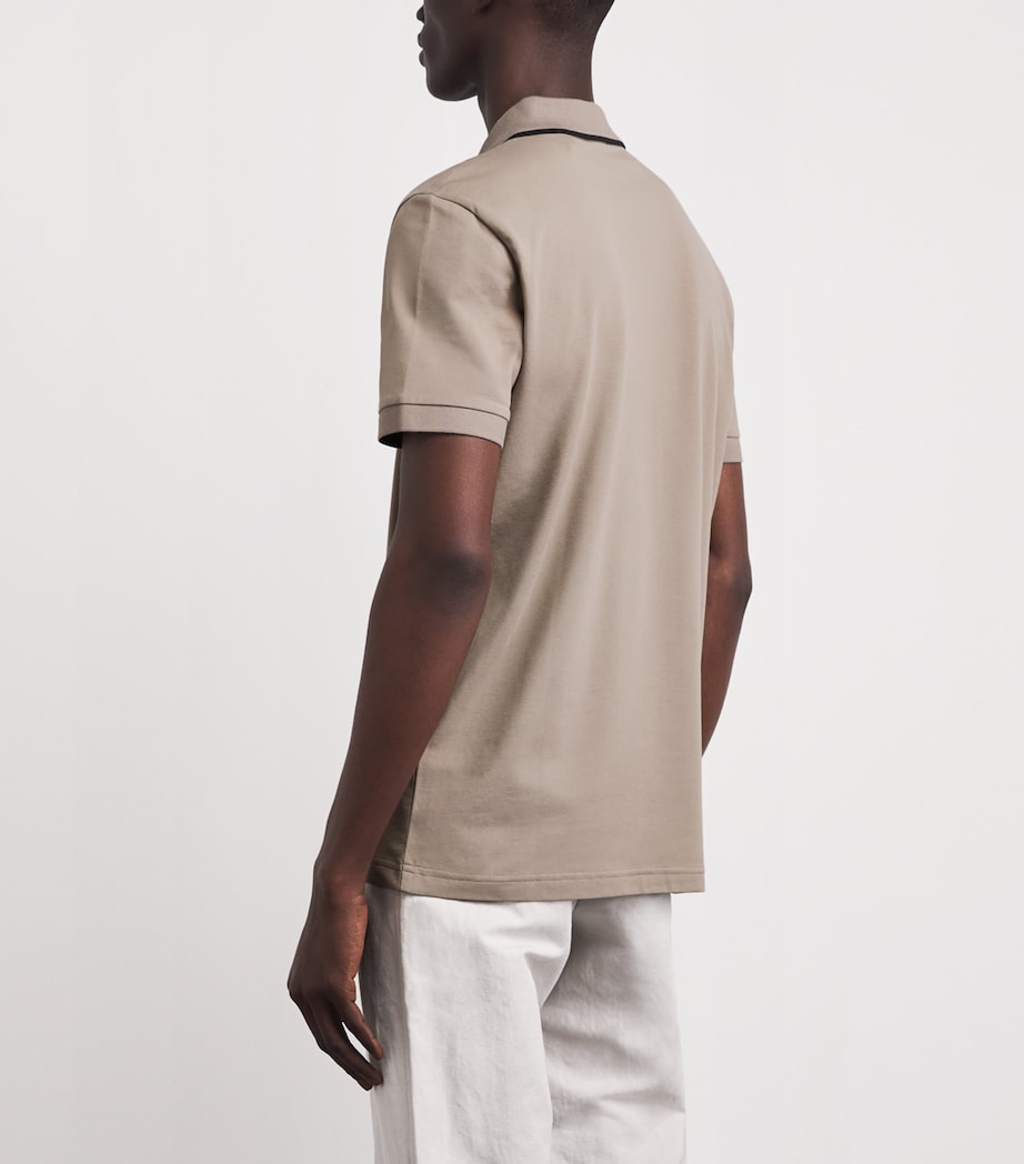 BOSS Mens Stretch-Cotton Logo Polo Shirt Pastel Green Image 5