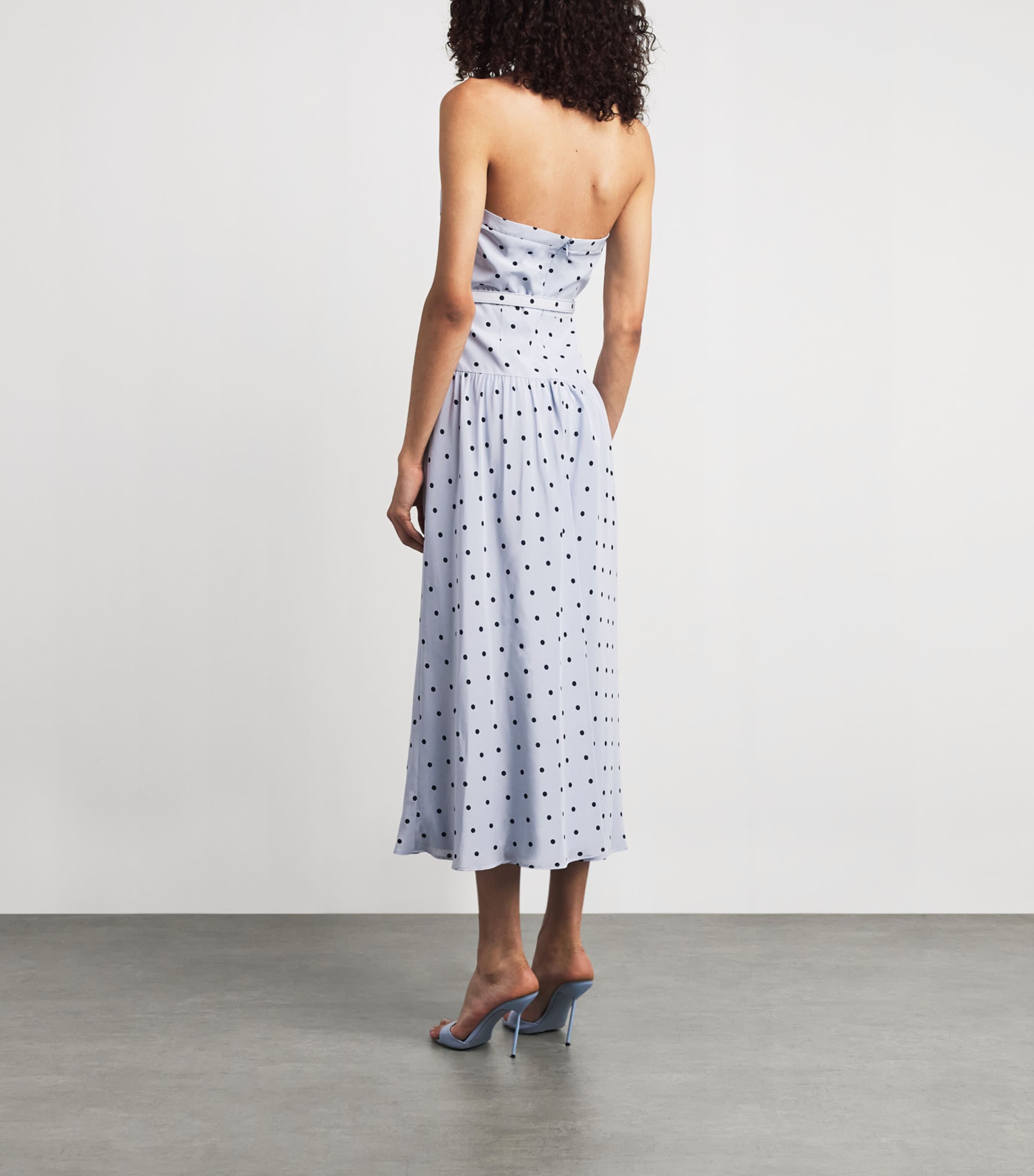 Alessandra Rich Womens Silk Halterneck Midi Dress Light Blue Blue Image 4