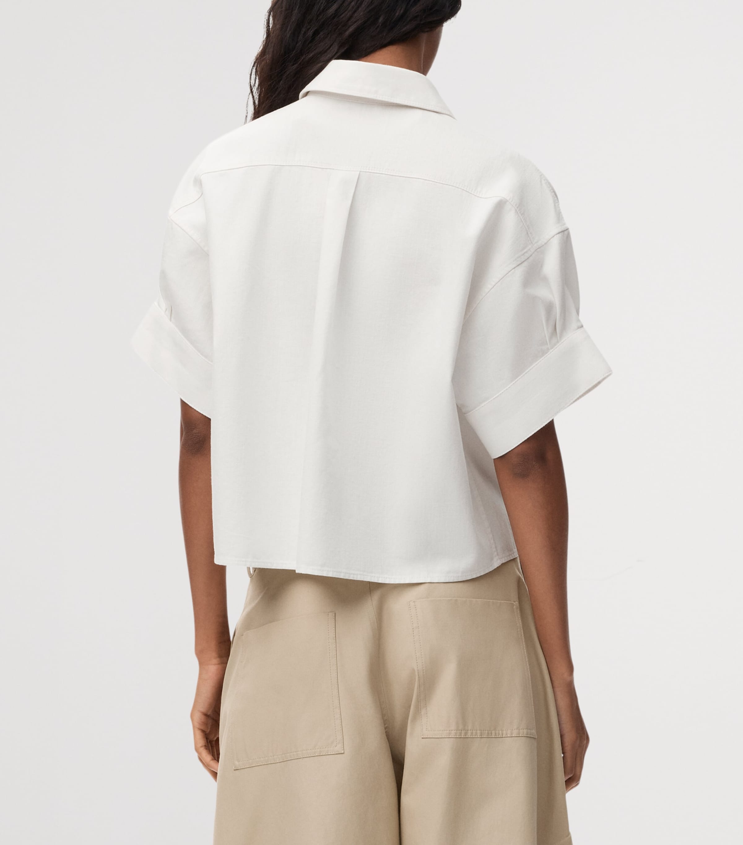 LOEWE Womens x Paula's Ibiza Denim Anagram Short-Sleeve Shirt White Image 4