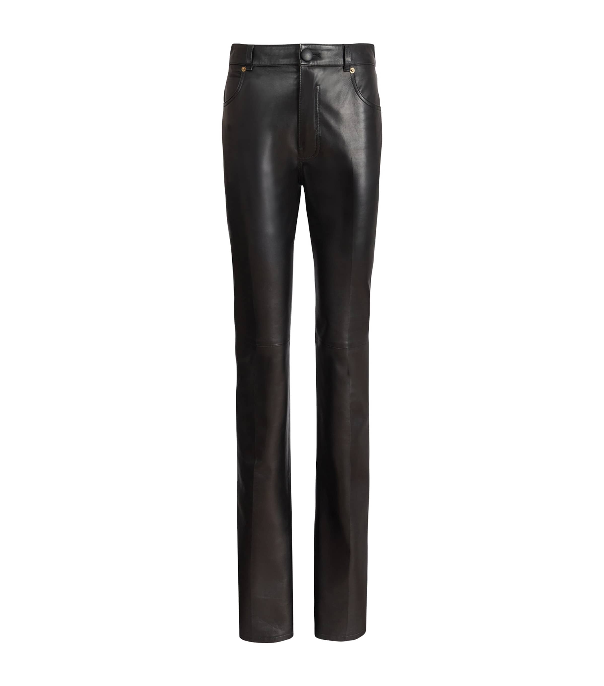 Balmain Leather Slim Trousers In Black