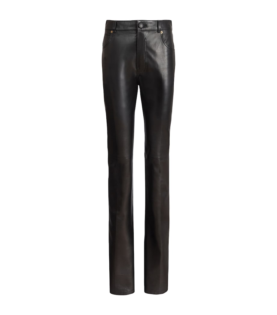 Balmain Womens Leather Slim Trousers Noir Image 1