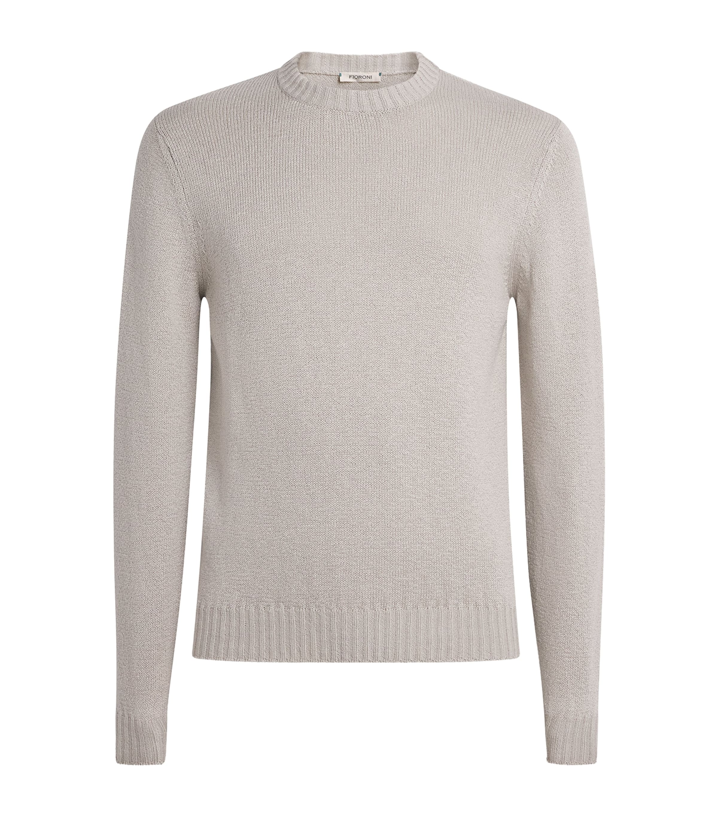 Fioroni Cashmere Mens Cotton Crew-Neck Sweater Avorio Image 1