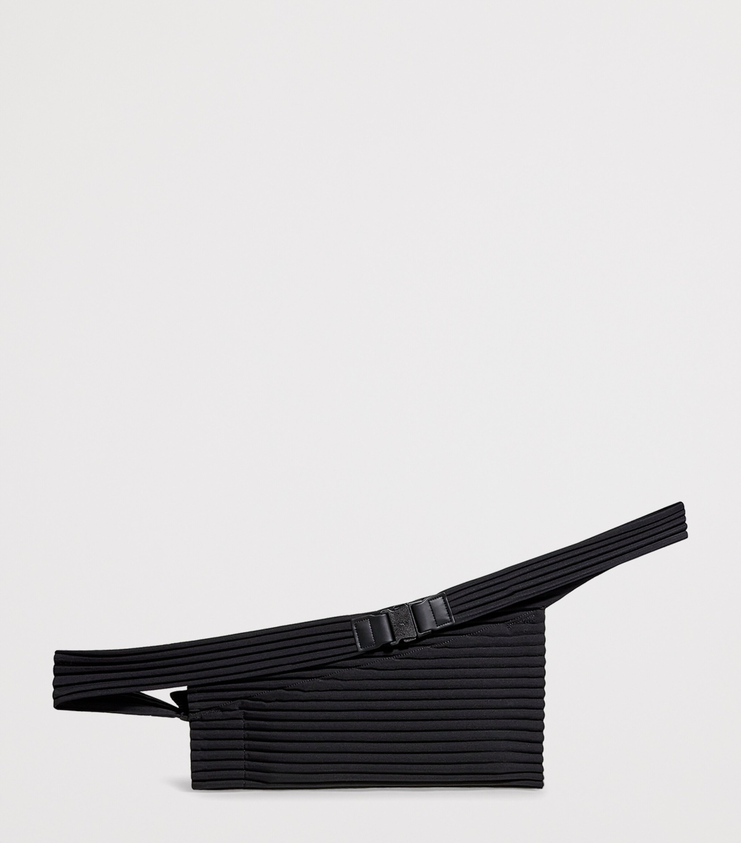 Homme Plissé Issey Miyake Black Pleated Overlap Cross-Body Bag