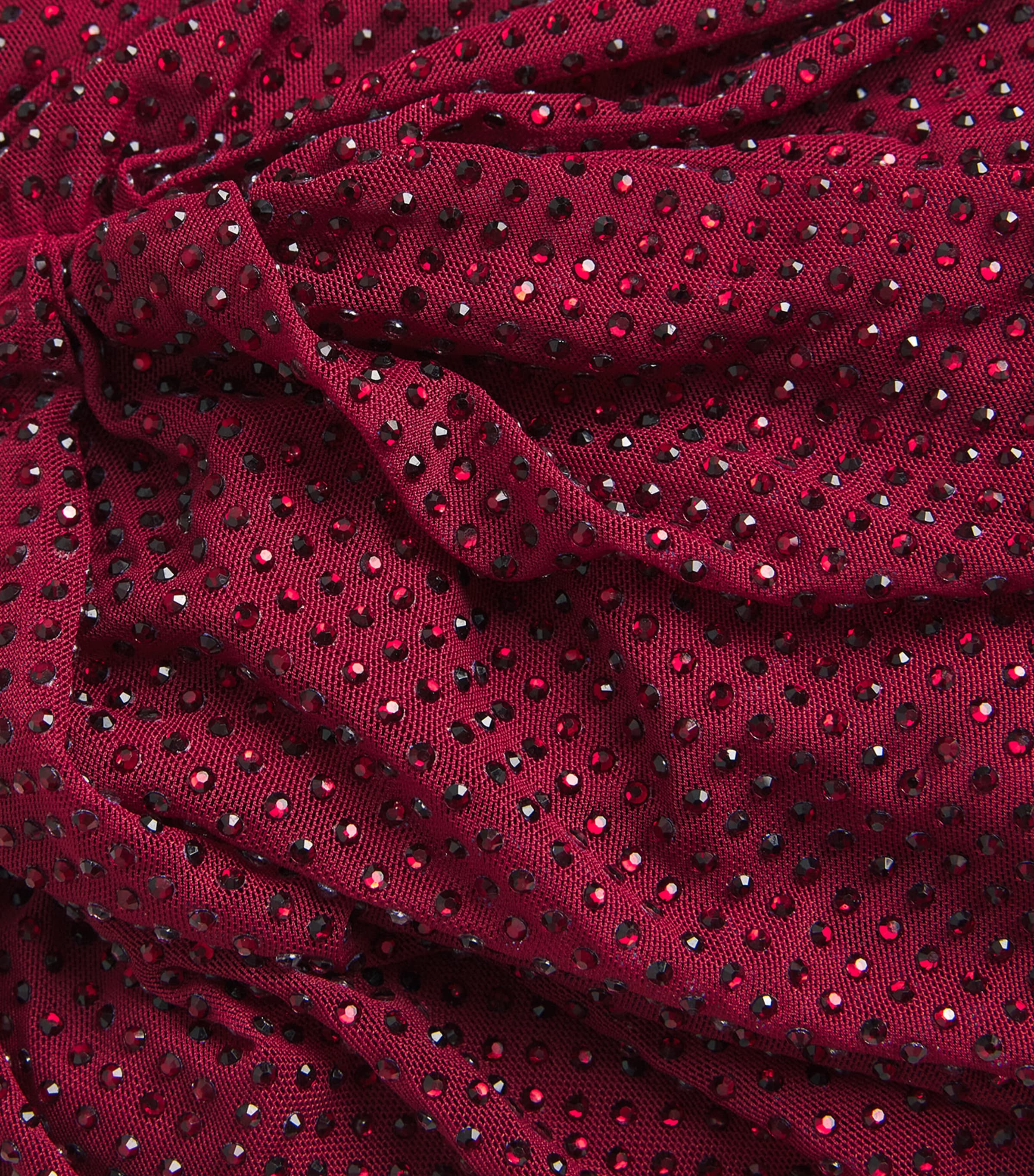 Rhinestone-Embellished Draped Top BURGUNDY Image 5