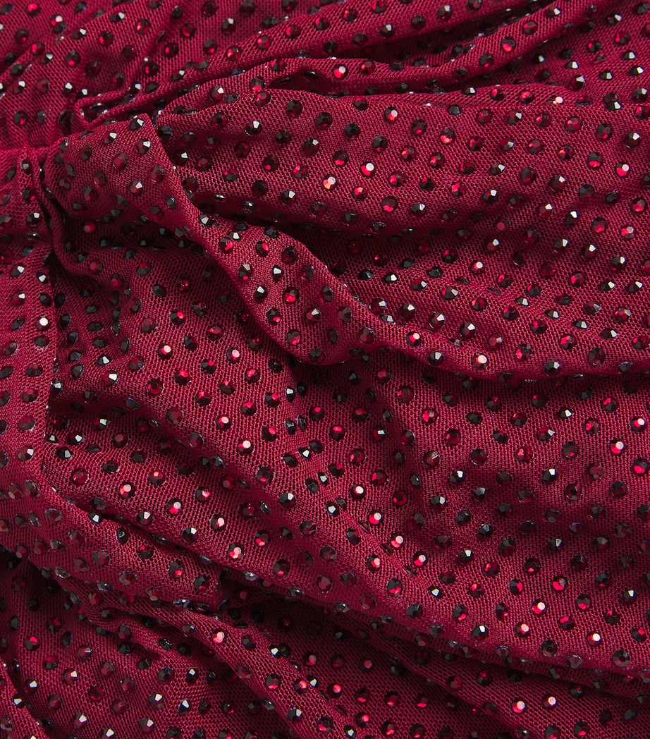 Rhinestone-Embellished Draped Top BURGUNDY Image 5