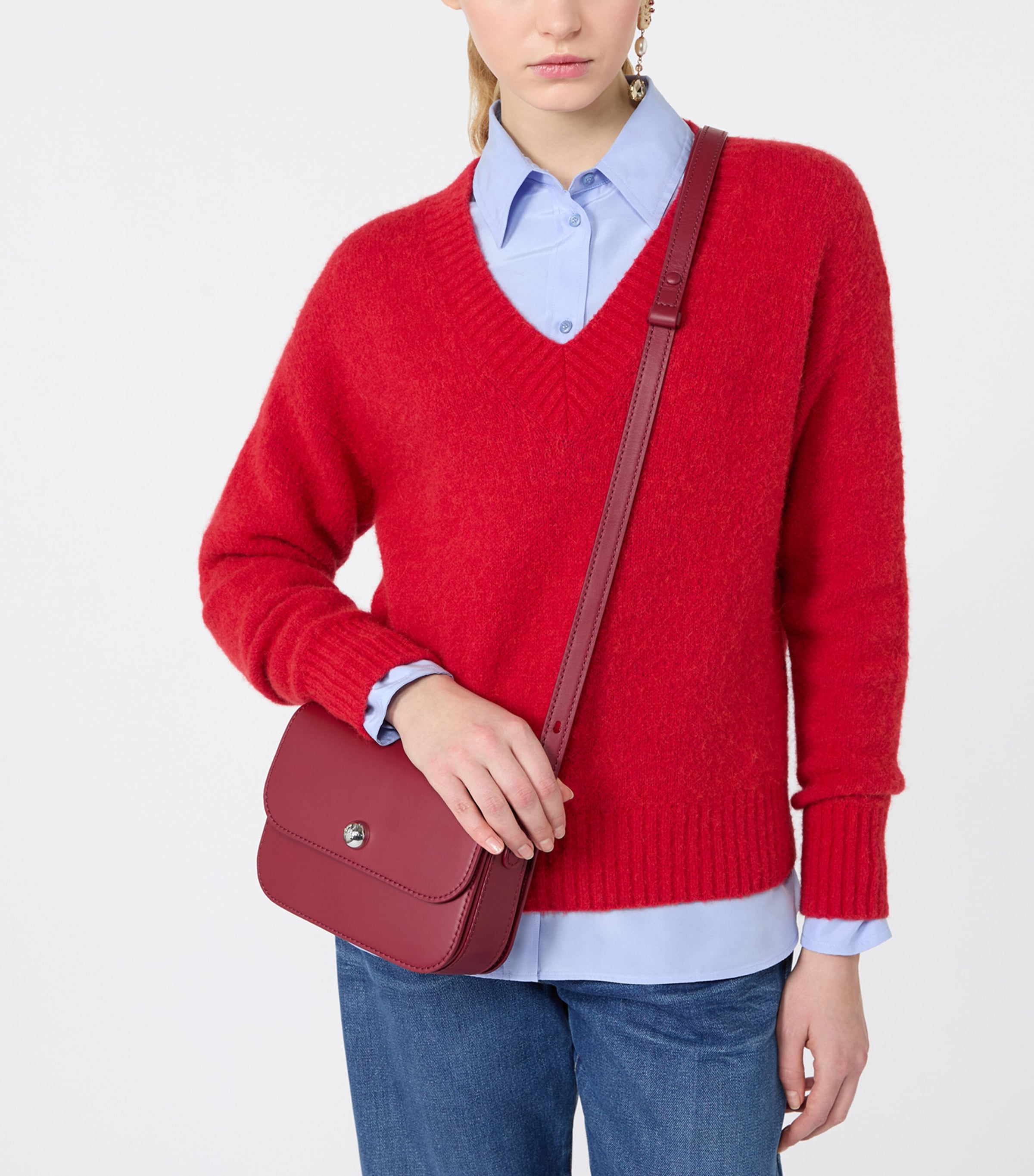 Weekend Max Mara Womens Alpaca-Blend V-Neck Sweater Red Image 5