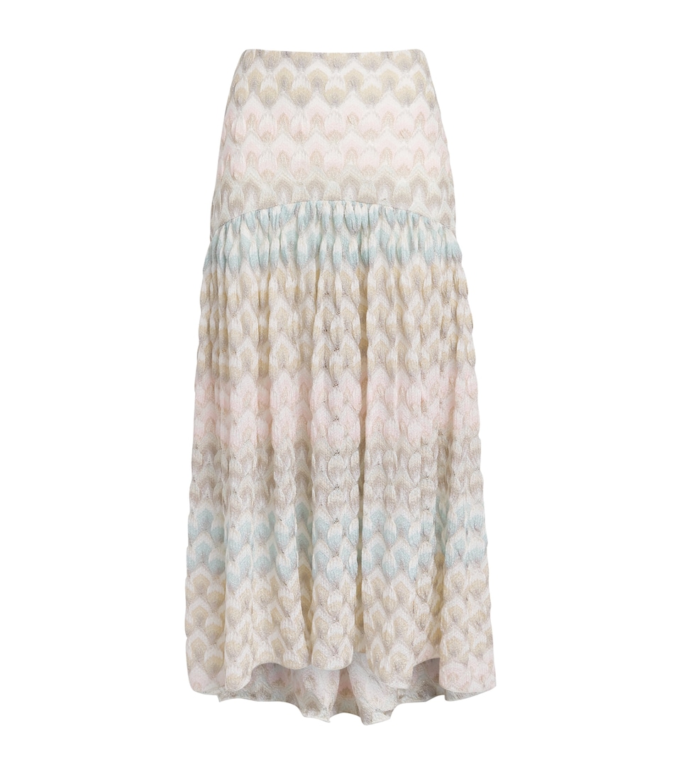 Missoni Lamé Lace Motif Midi Skirt Smsqb Multi B/p/w/y