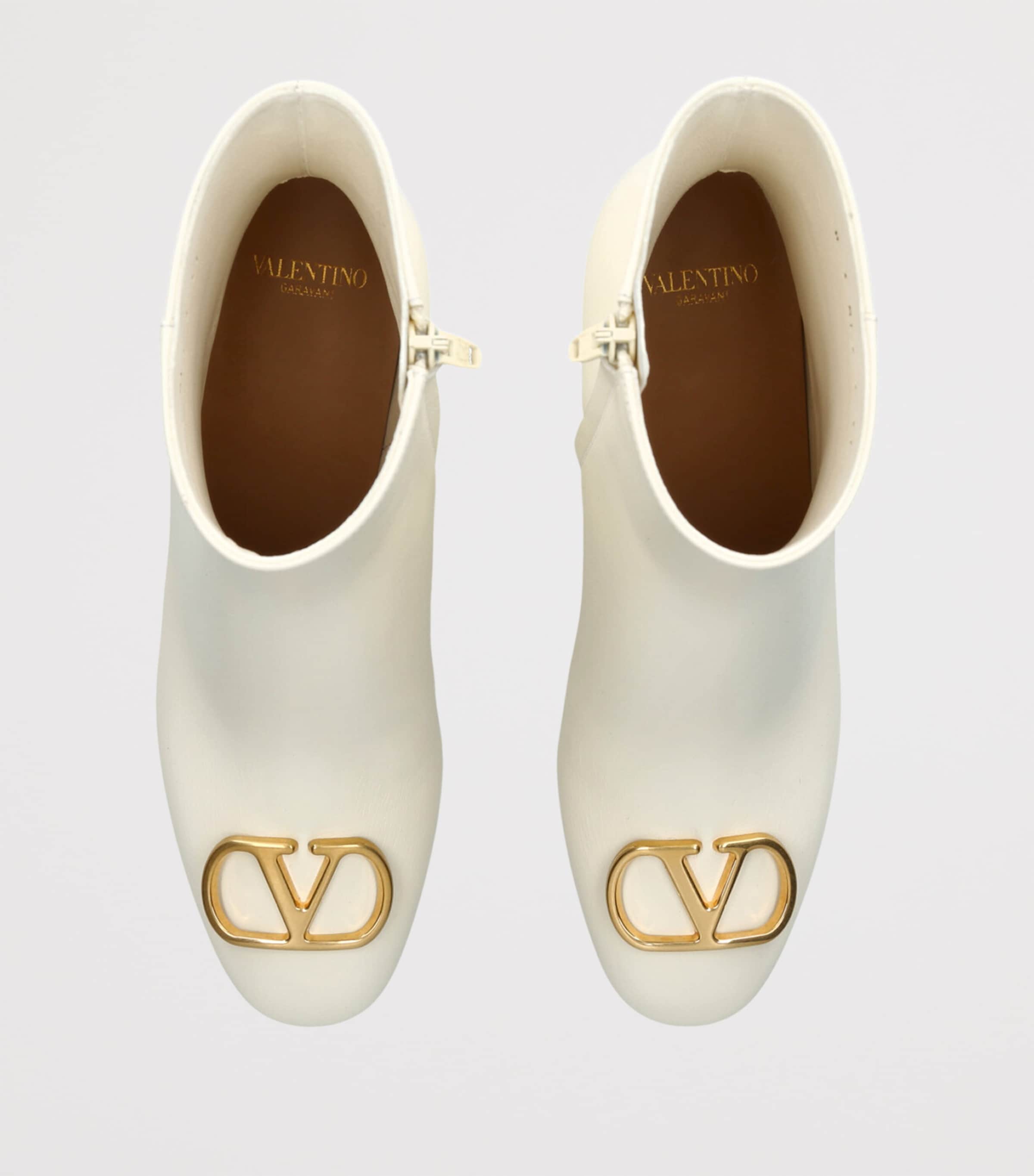 Leather Signature VLogo Ankle Boots 55 BONE Image 4