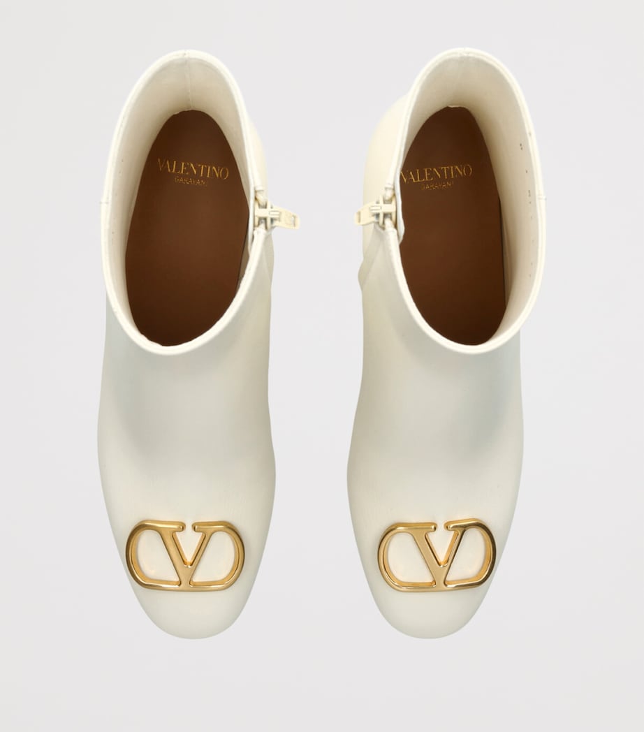Leather Signature VLogo Ankle Boots 55 BONE Image 4