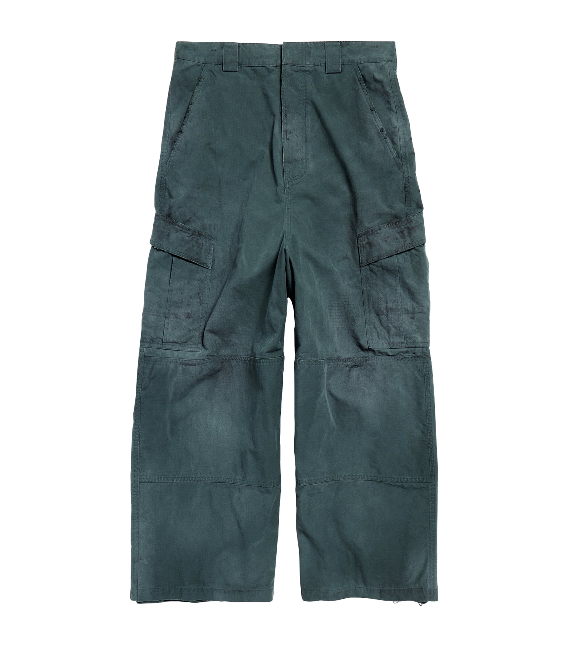Balenciaga Cotton Oversized Cargo Trousers In Green