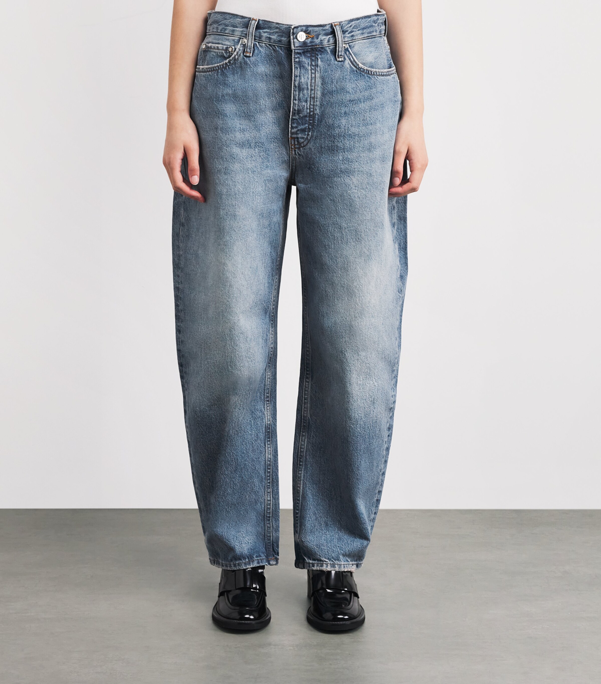 ANINE BING Womens Barrel-Leg Fritz Jeans Baltic Blue Image 4
