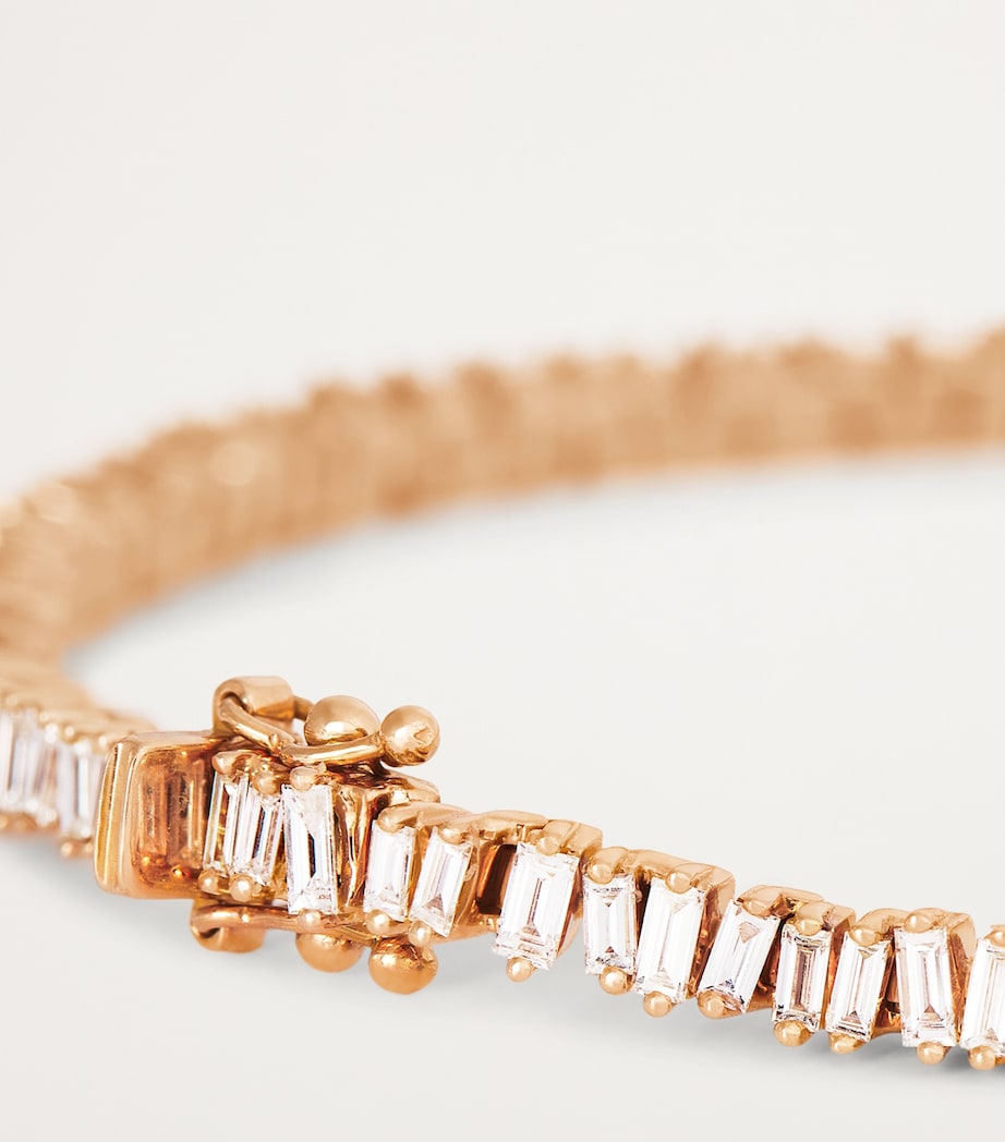 Mini Rose Gold and Diamond Tennis Bracelet 18K RG/WD Image 4