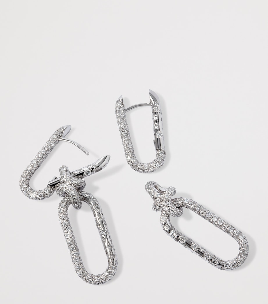 White Gold and Diamond Knuckle Dust Double Hoop Earrings WHITE GOLD Image 3