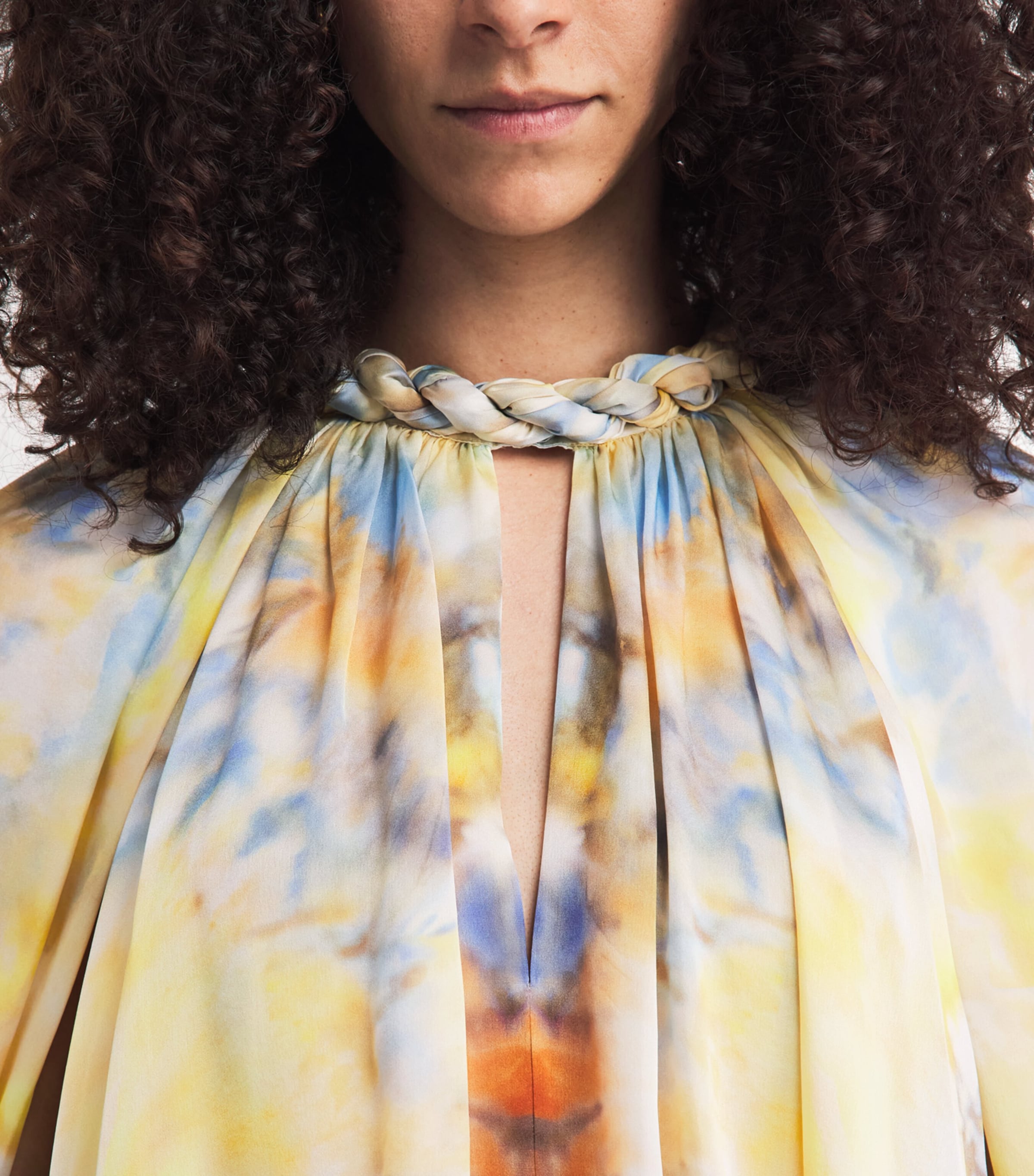 Zimmermann Womens Silk Printed Alchemy Twisted Blouse Citrus Tie Dye Image 3