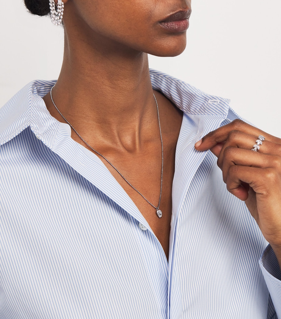 White Gold and Diamond Small Palm Leaf Necklace WHITE GOLD Image 4