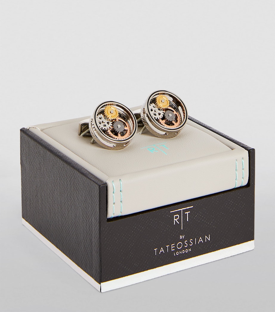 Tateossian Circle Gear Cufflinks Silver Image 2