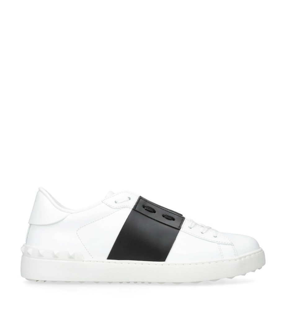 Leather Open Sneakers WHITE/BLK Image 1