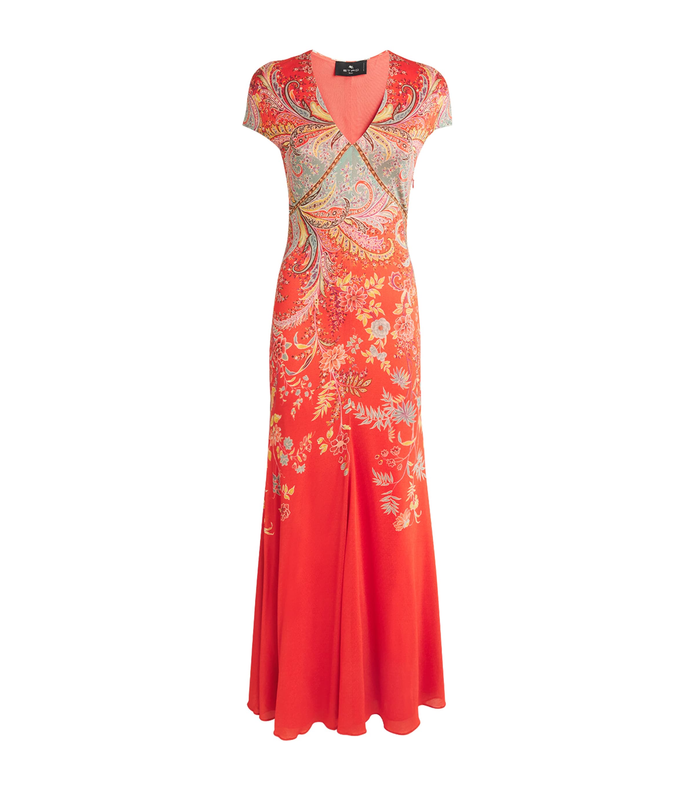 Shop Etro Floral Print Maxi Dress In Red