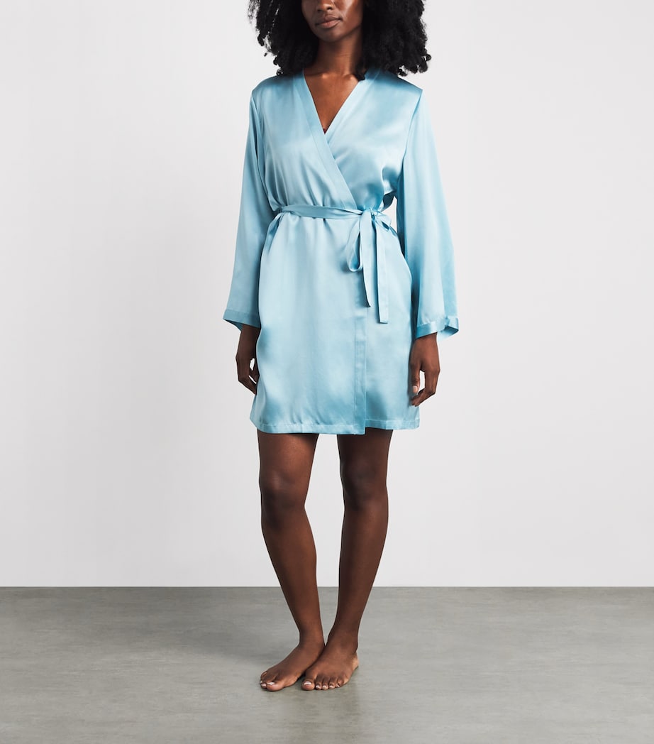 Marjolaine Womens Silk Short Tracy Robe Glacier Image 2