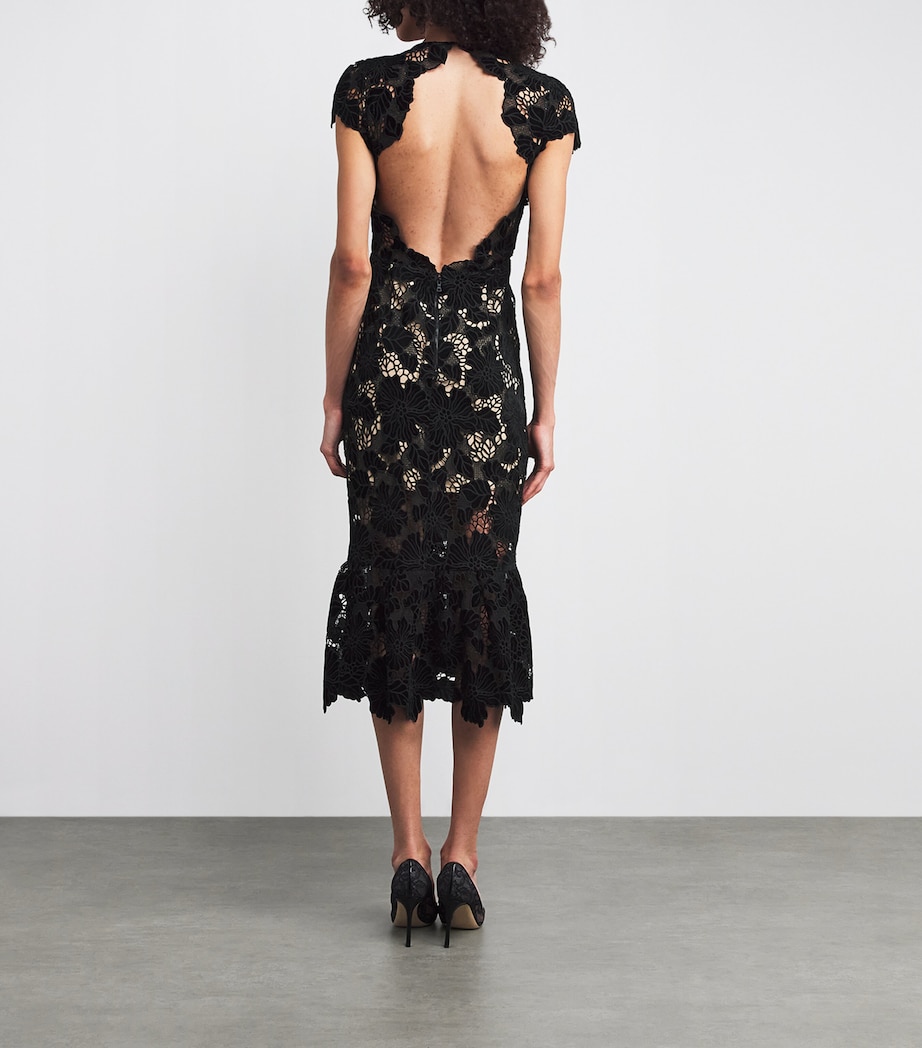 Lace Clover Midi Dress A001 BLACK Image 3