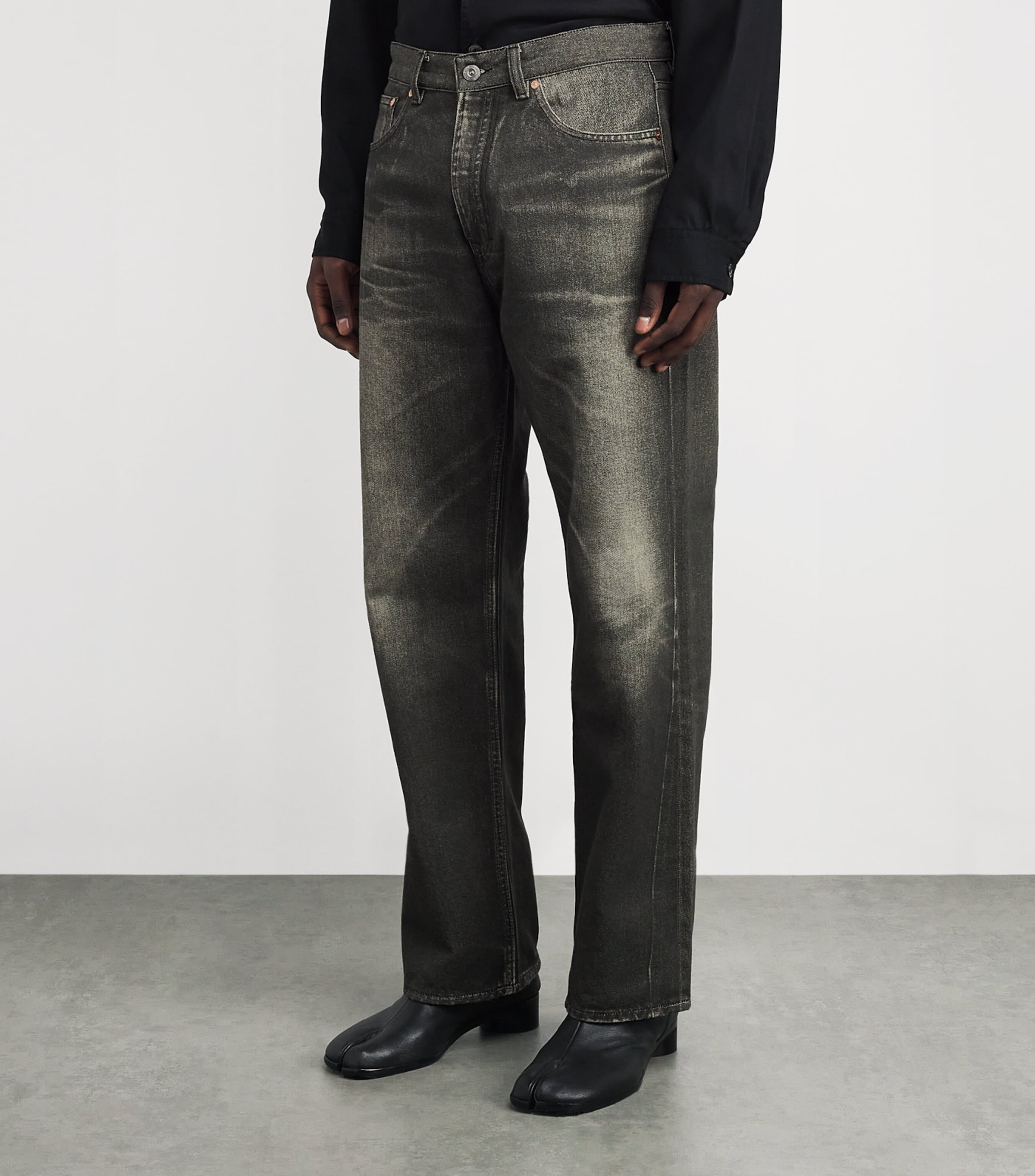 Trompe-l'Oeil Third Cut Straight Jeans DGTL BLCK AURRA PRNT Image 3