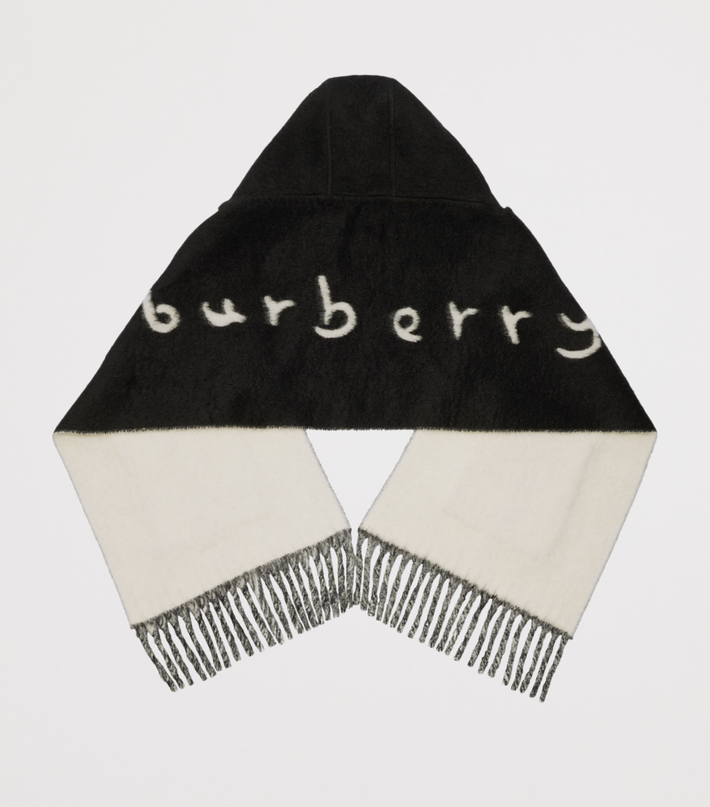 Wool-Blend Logo Hooded Scarf BLACK Image 3