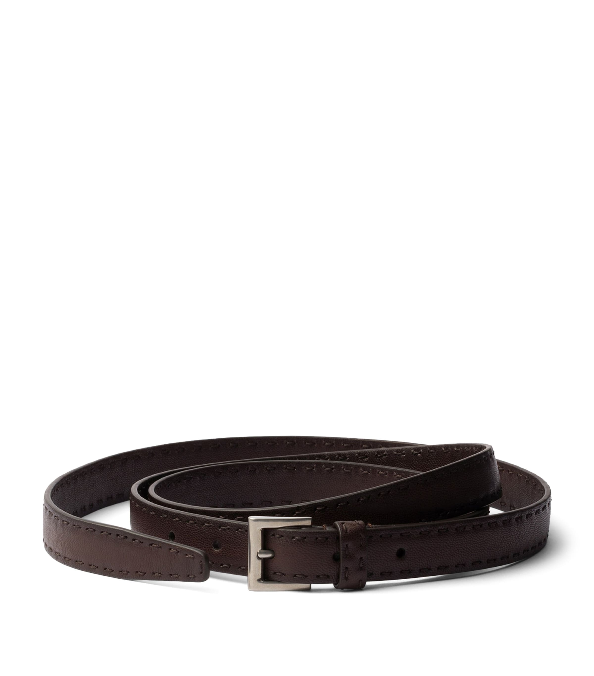Prada Leather Antiqued Belt Brown Image 1