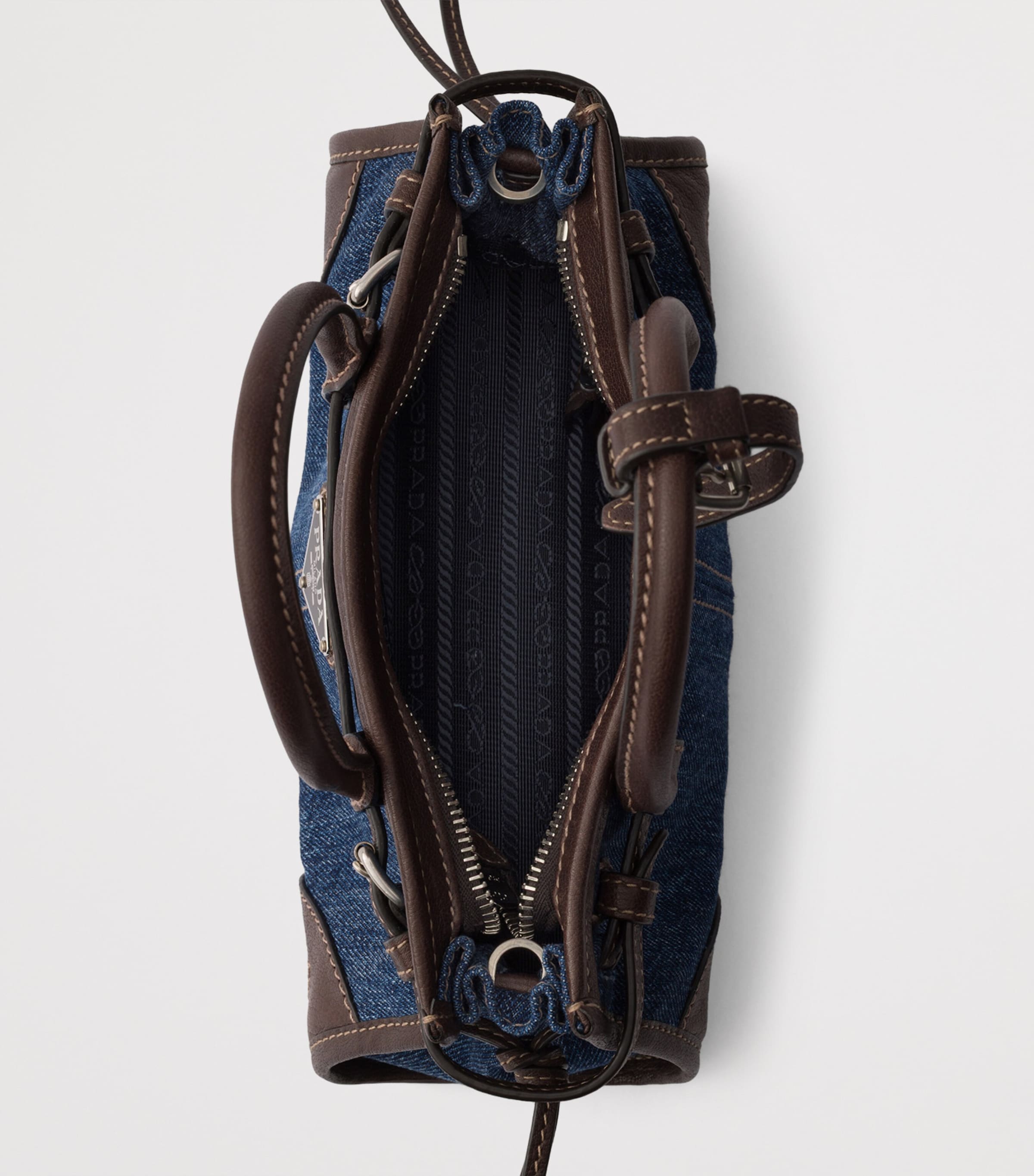 Prada Small Denim Bonnie Shoulder Bag Blue Image 4