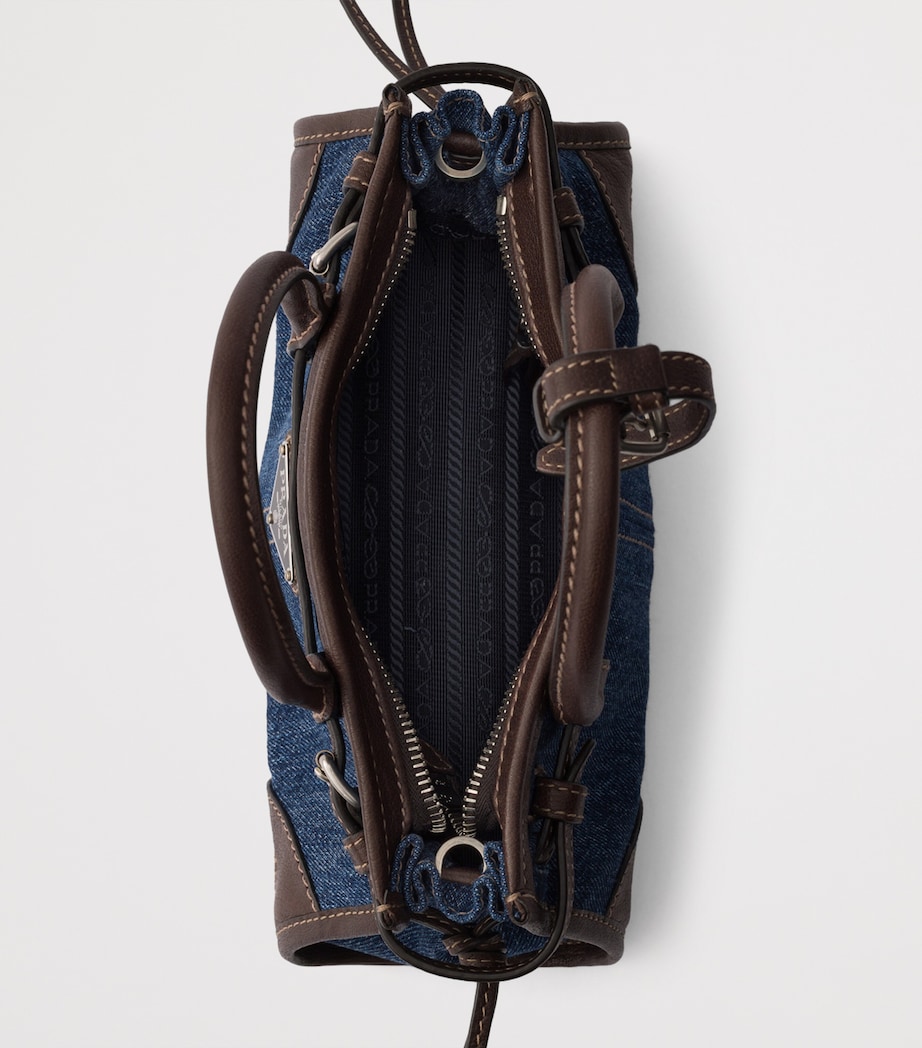 Prada Small Denim Bonnie Shoulder Bag Blue Image 4
