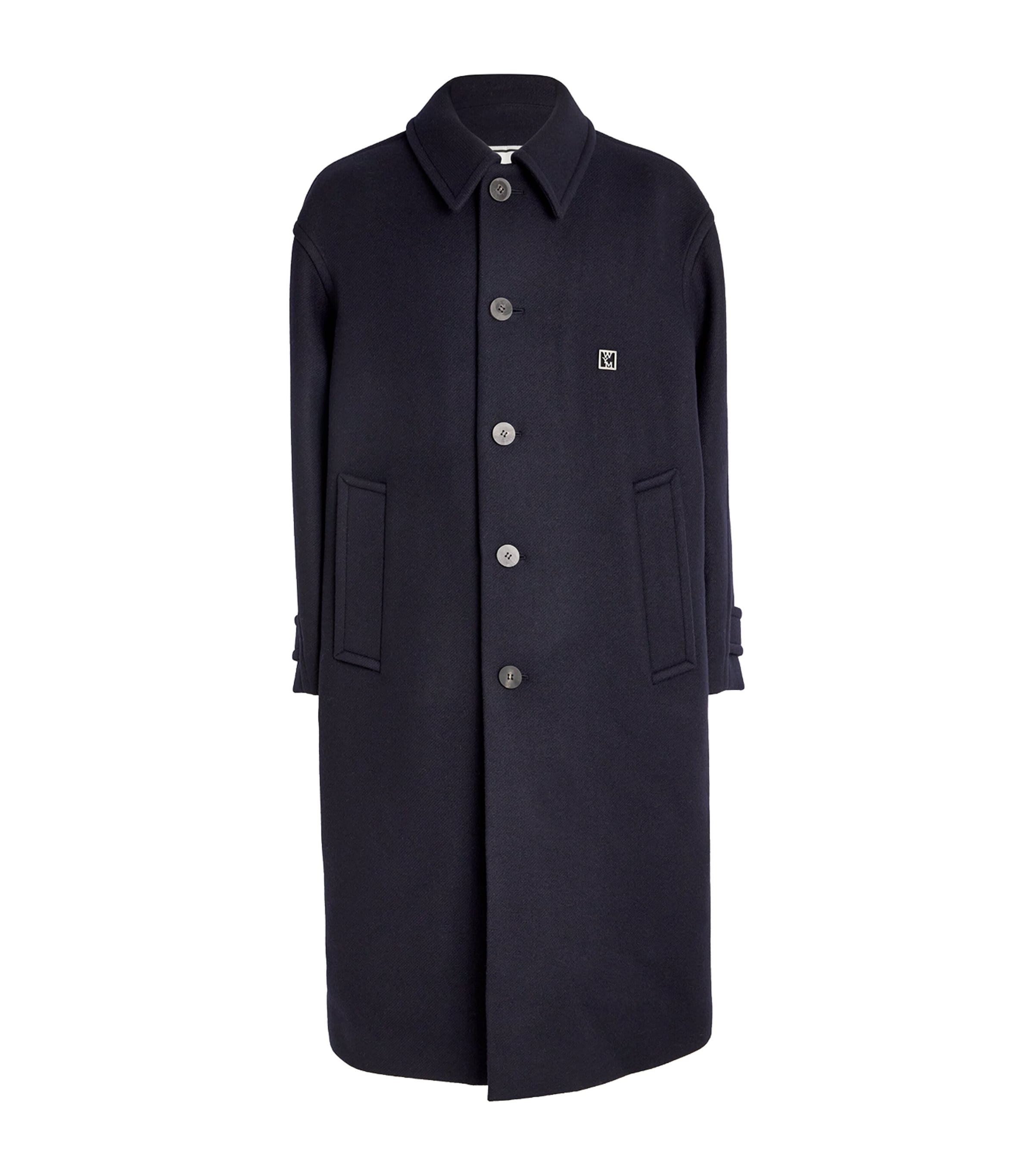 Shop Wooyoungmi Wool-blend Longline Coat In Navy