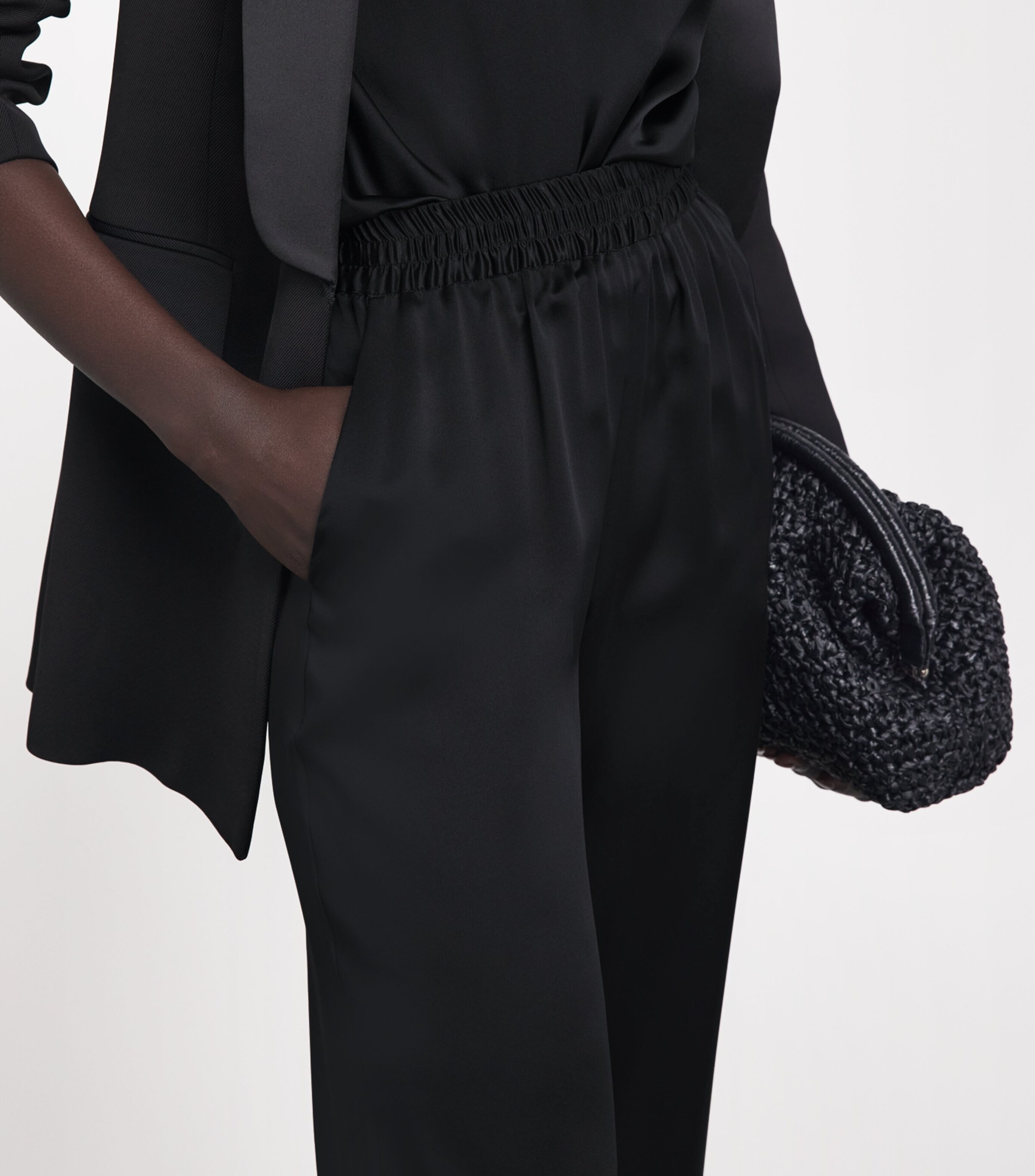 Eleventy Womens Silk Wide-Leg Trousers Nero Image 3