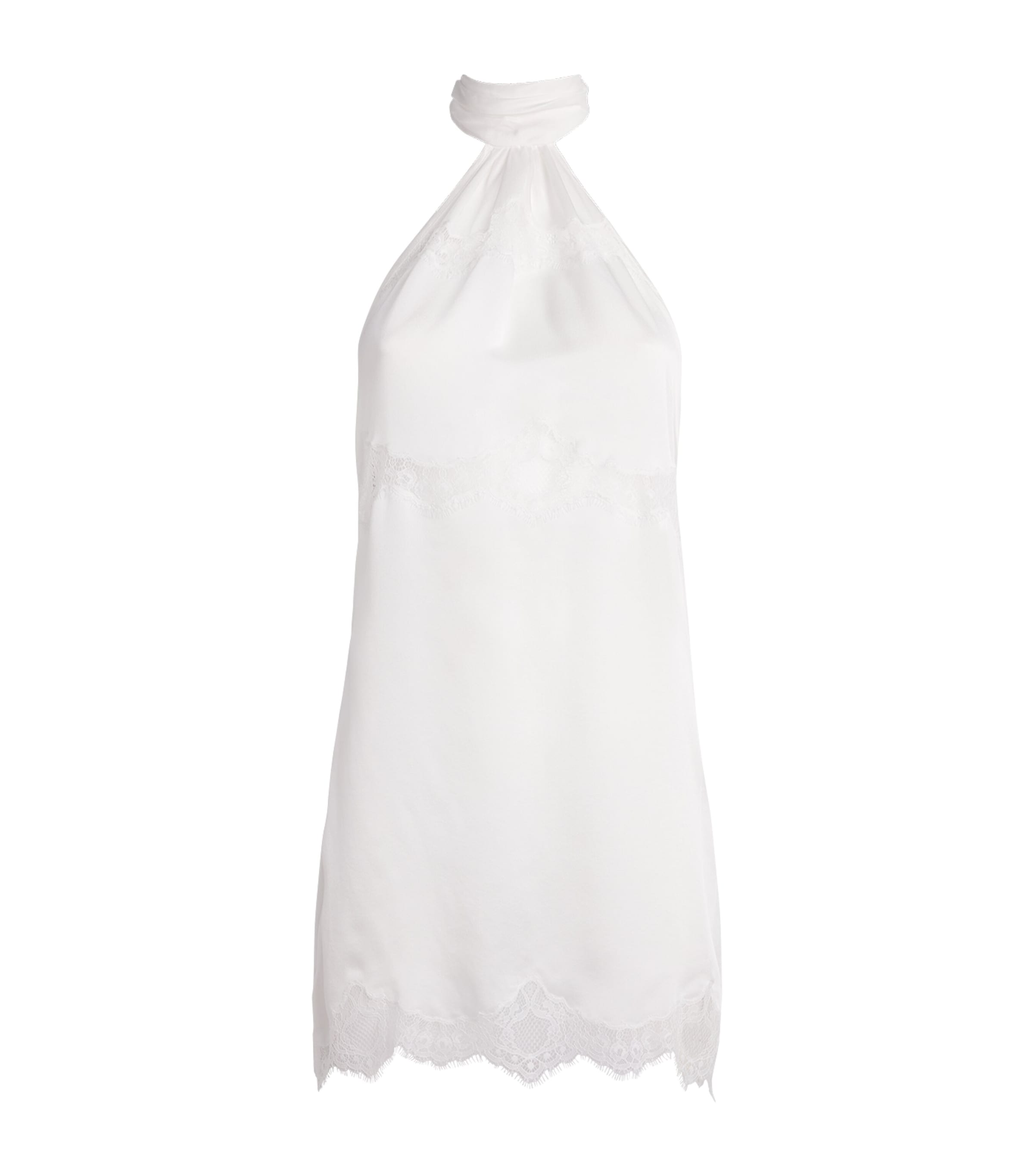 Kiki de Montparnasse Womens Silk Lace-Trim Carla Slip Dress Ivory Image 1