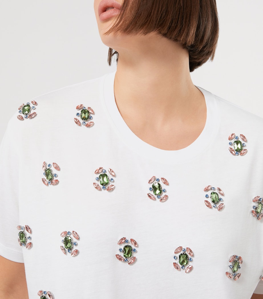 Cotton Jewel-Embellished Reed T-Shirt OPTICAL WHITE Image 4