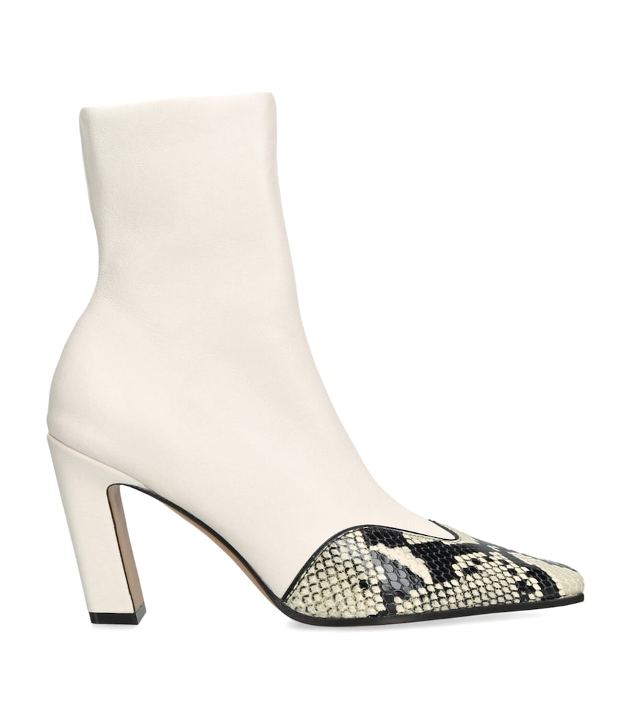 Khaite Leather Nevada Ankle Boots 85 White/comb Image 1