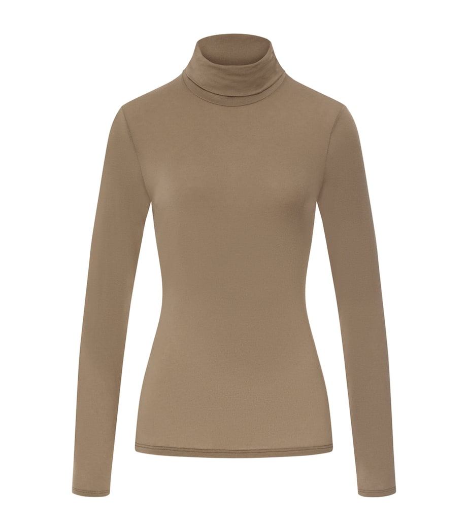 Hanro Brown Ultralight Wool High-Neck Top | Harrods UK