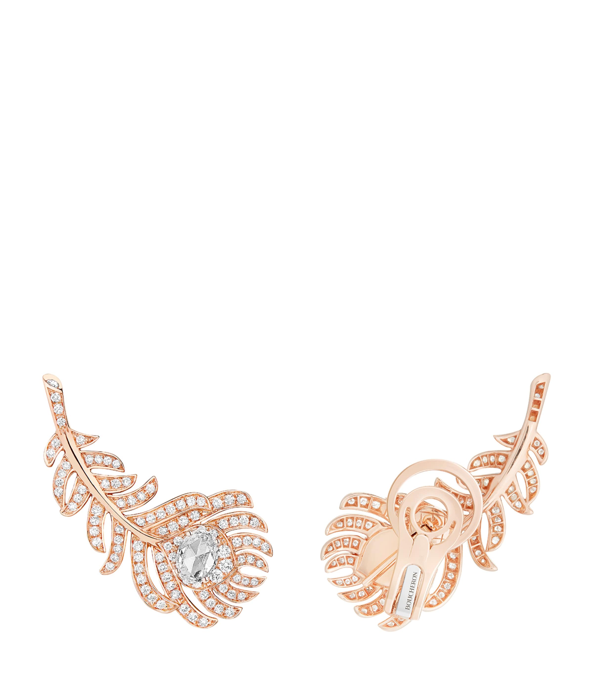 Small Rose Gold Plume da Paon Ear Clips ROSE GOLD Image 2