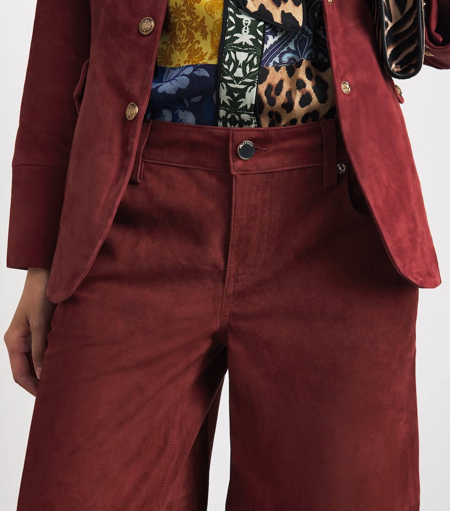 Alice+Olivia Womens Wide Amazing Suede Trousers Cognac Image 3