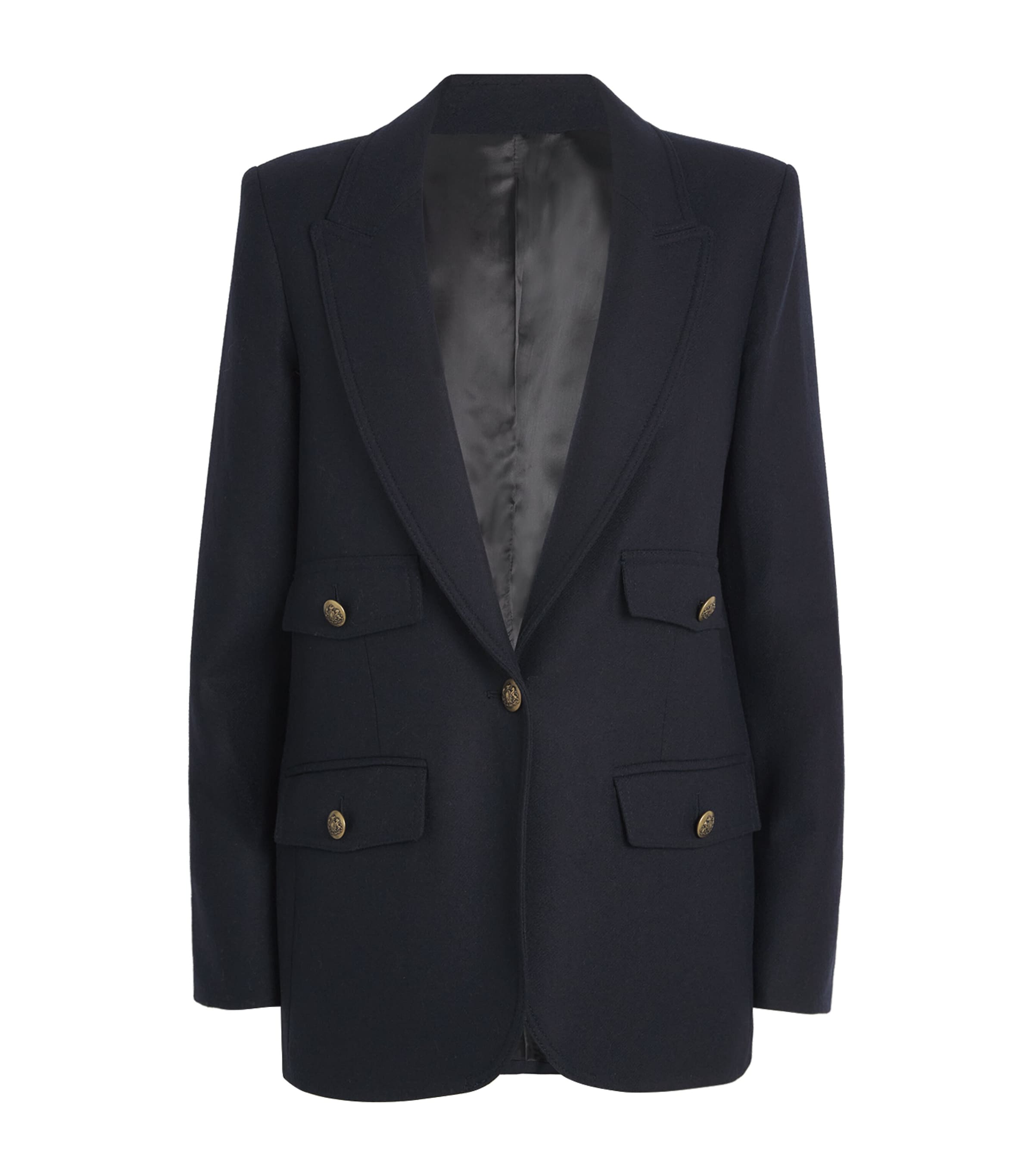 Me+em Wool-blend Padded Blazer In Blue