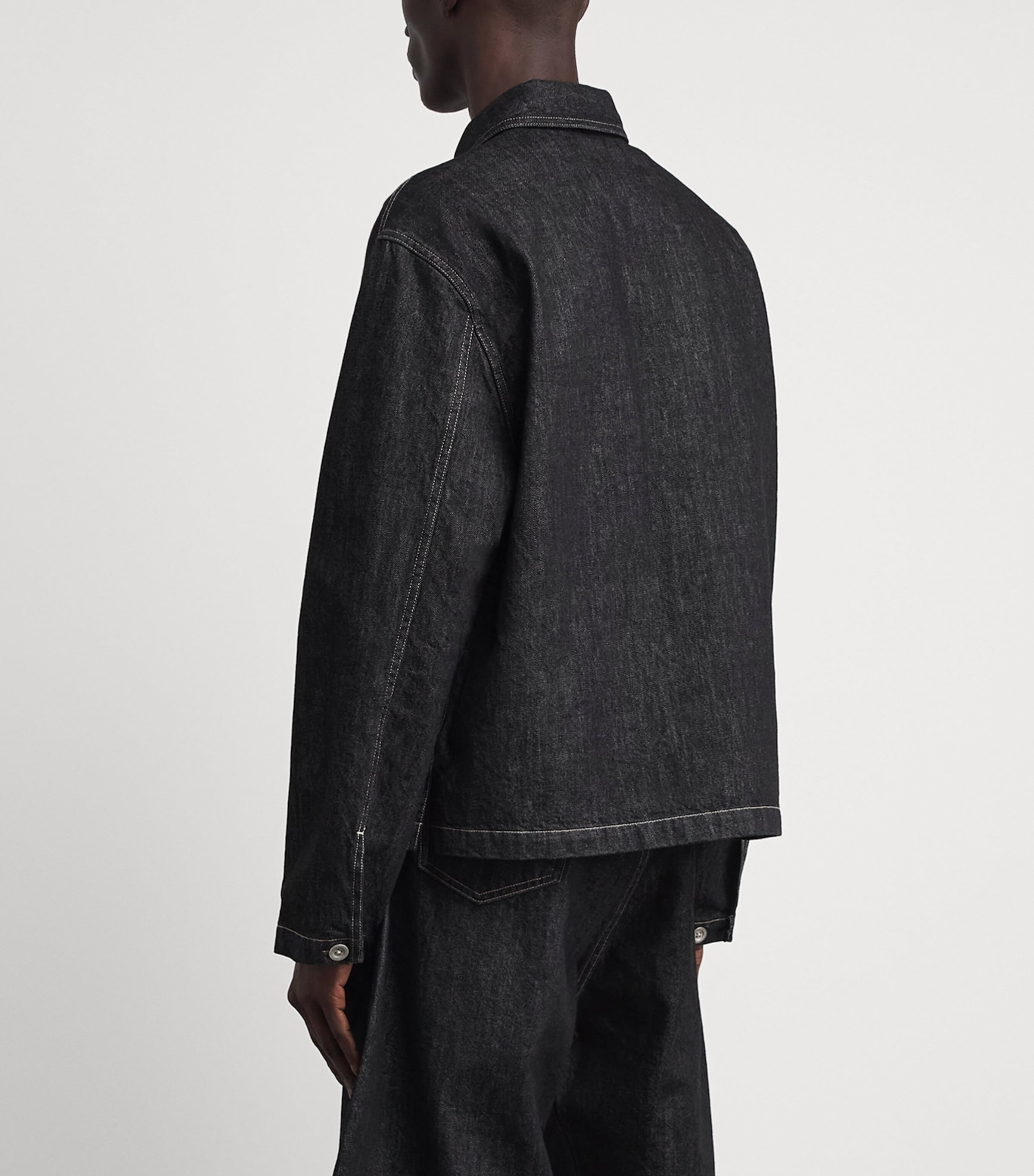 Studio Nicholson Mens Denim Pullover Shirt Black / White Weft Image 5