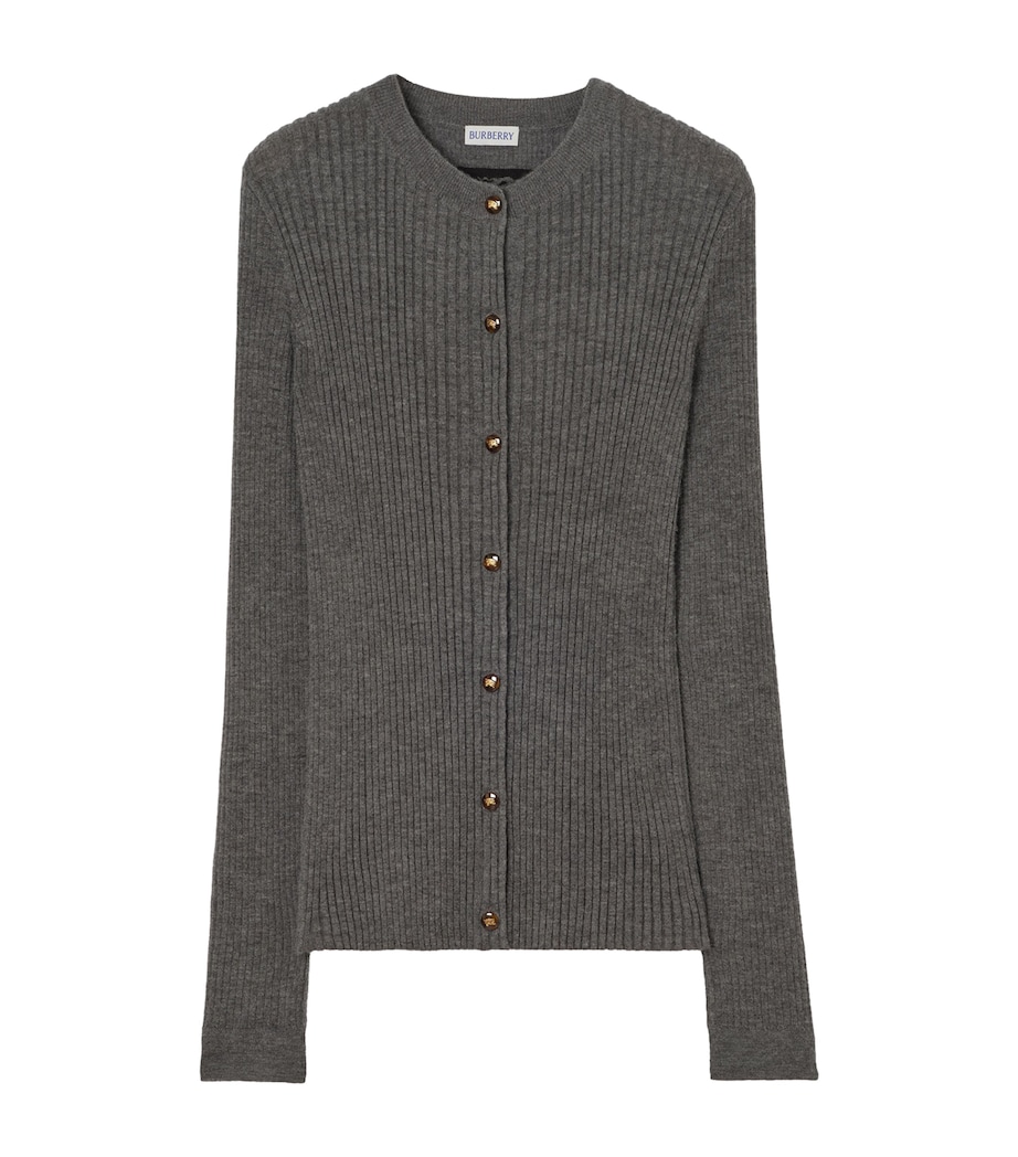 Burberry Womens Cashmere Slim Cardigan Grey Melange Image 1