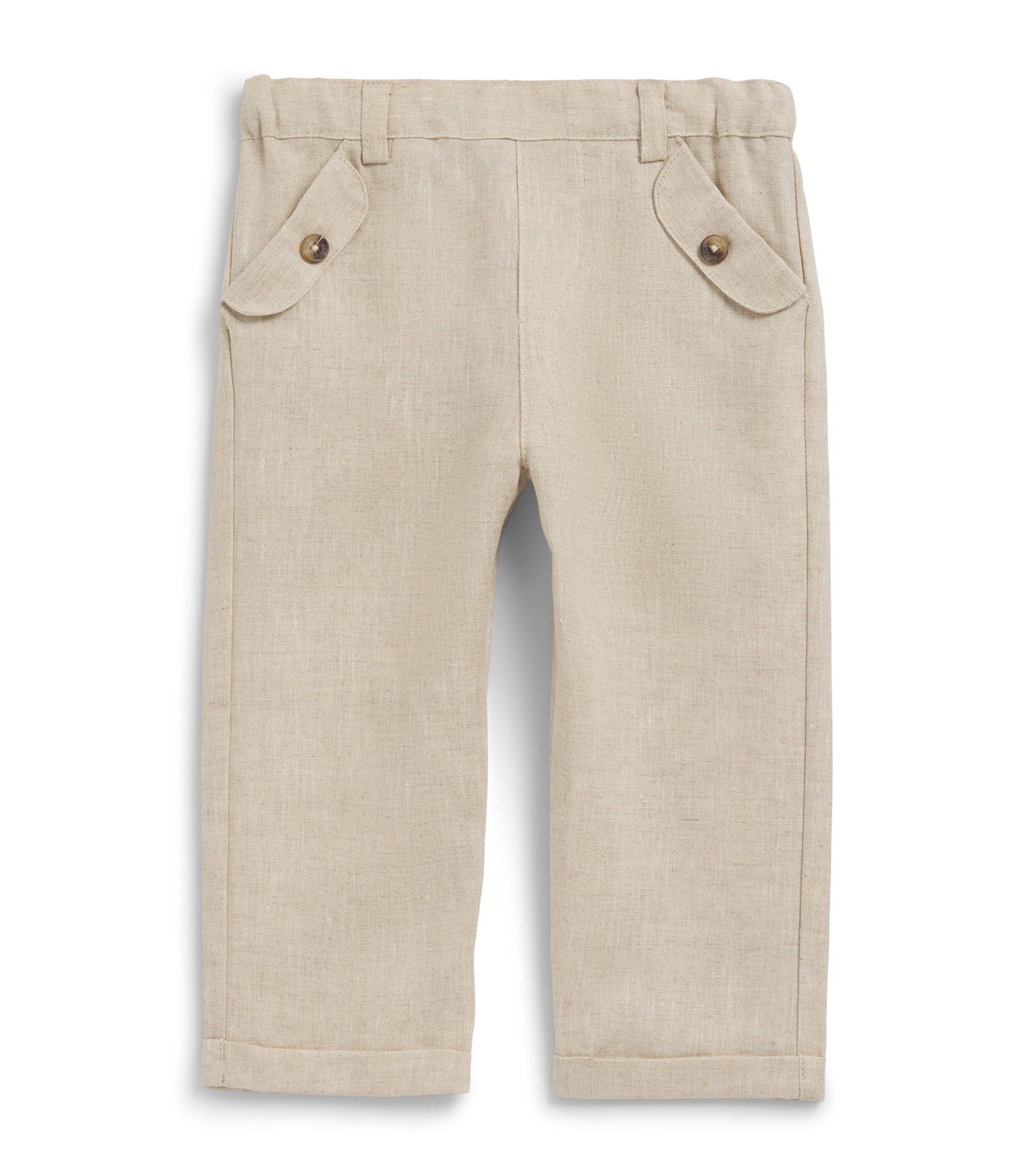 Shop Tartine Et Chocolat Linen Embroidered Trousers In Beige