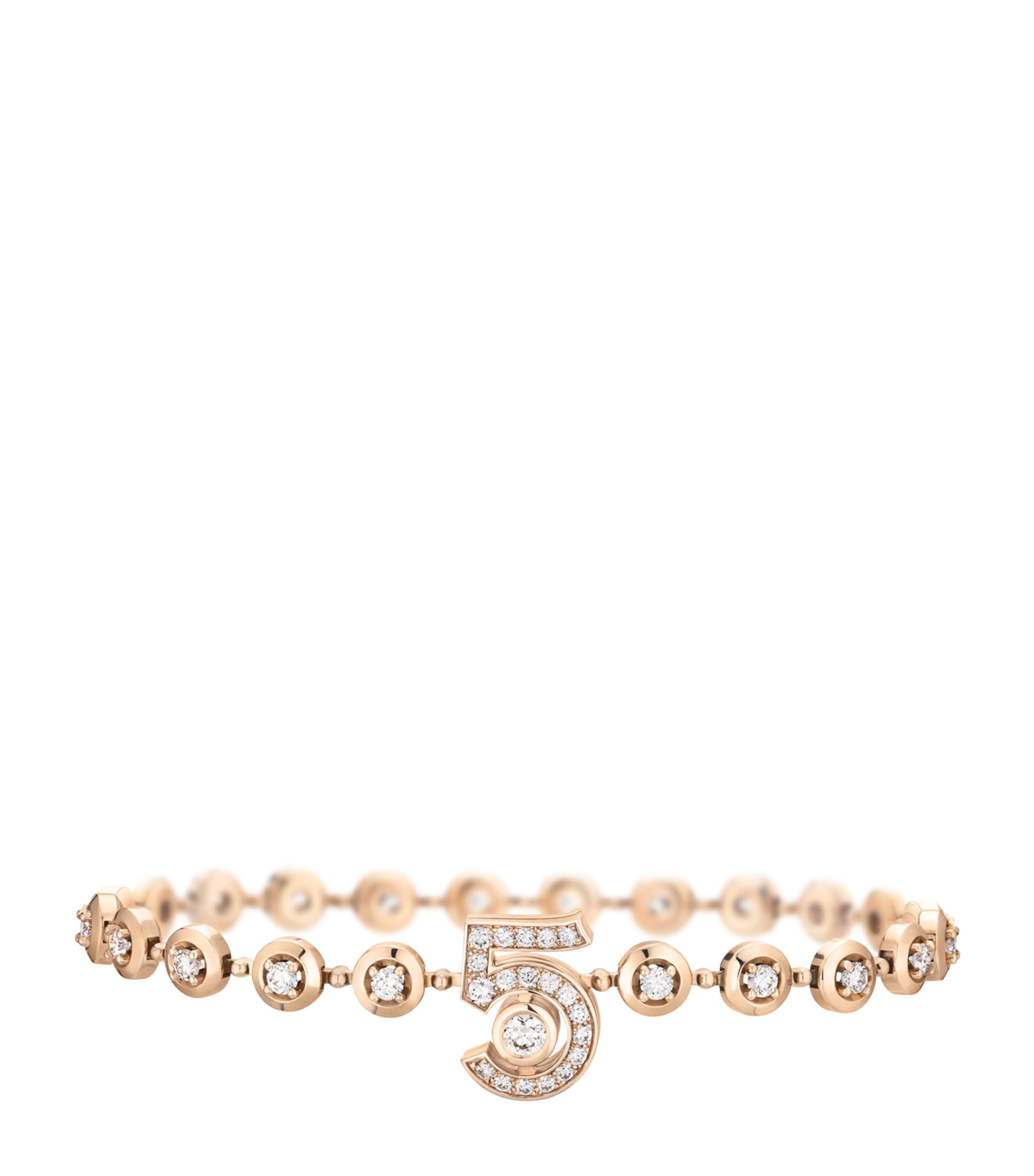 CHANEL Beige Gold and Diamond Eternal N°5 Diamond Line Bracelet Beige Image 1
