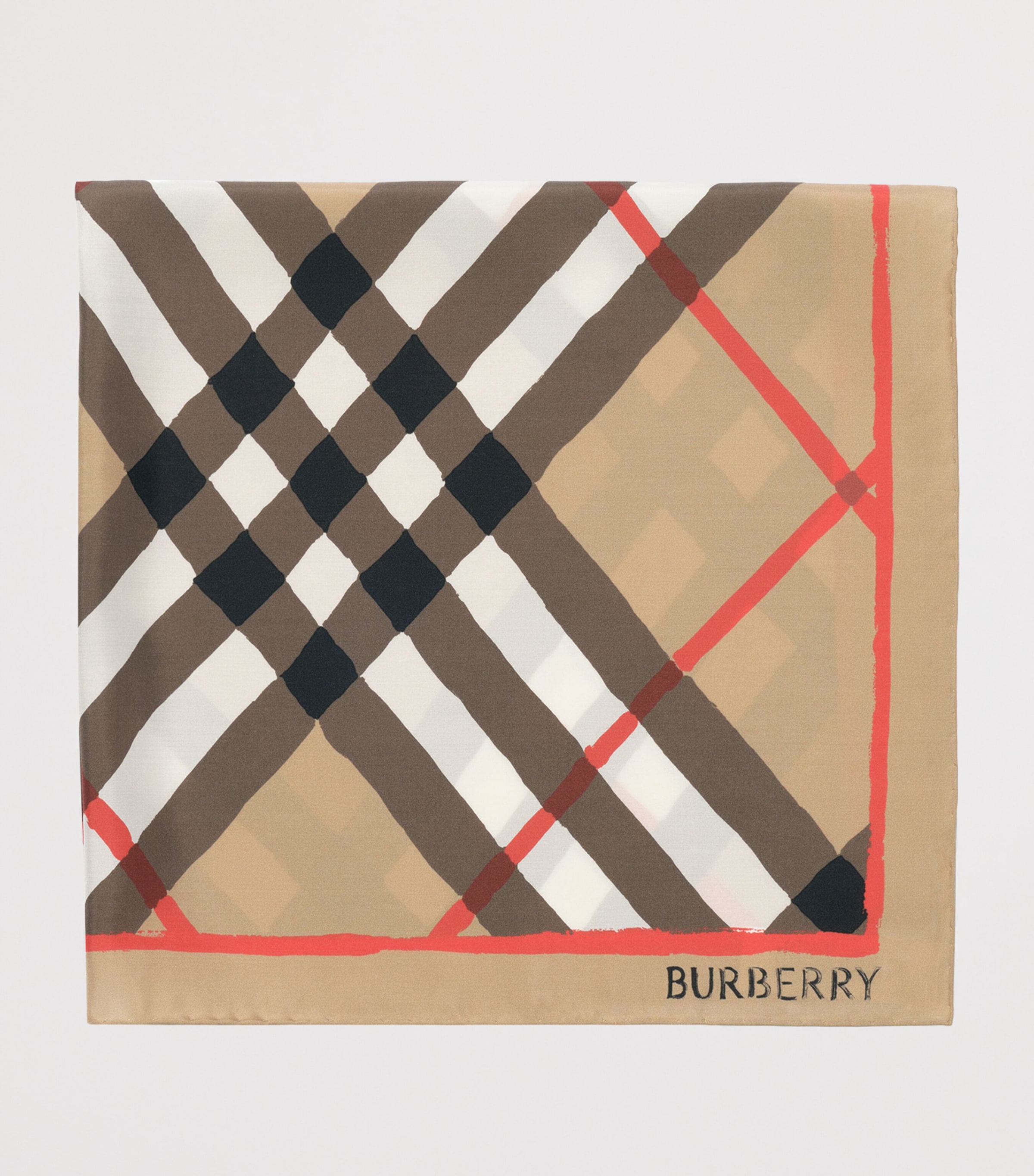 Burberry Silk Watercolour Check Scarf Archive Beige Ip Chk Image 2