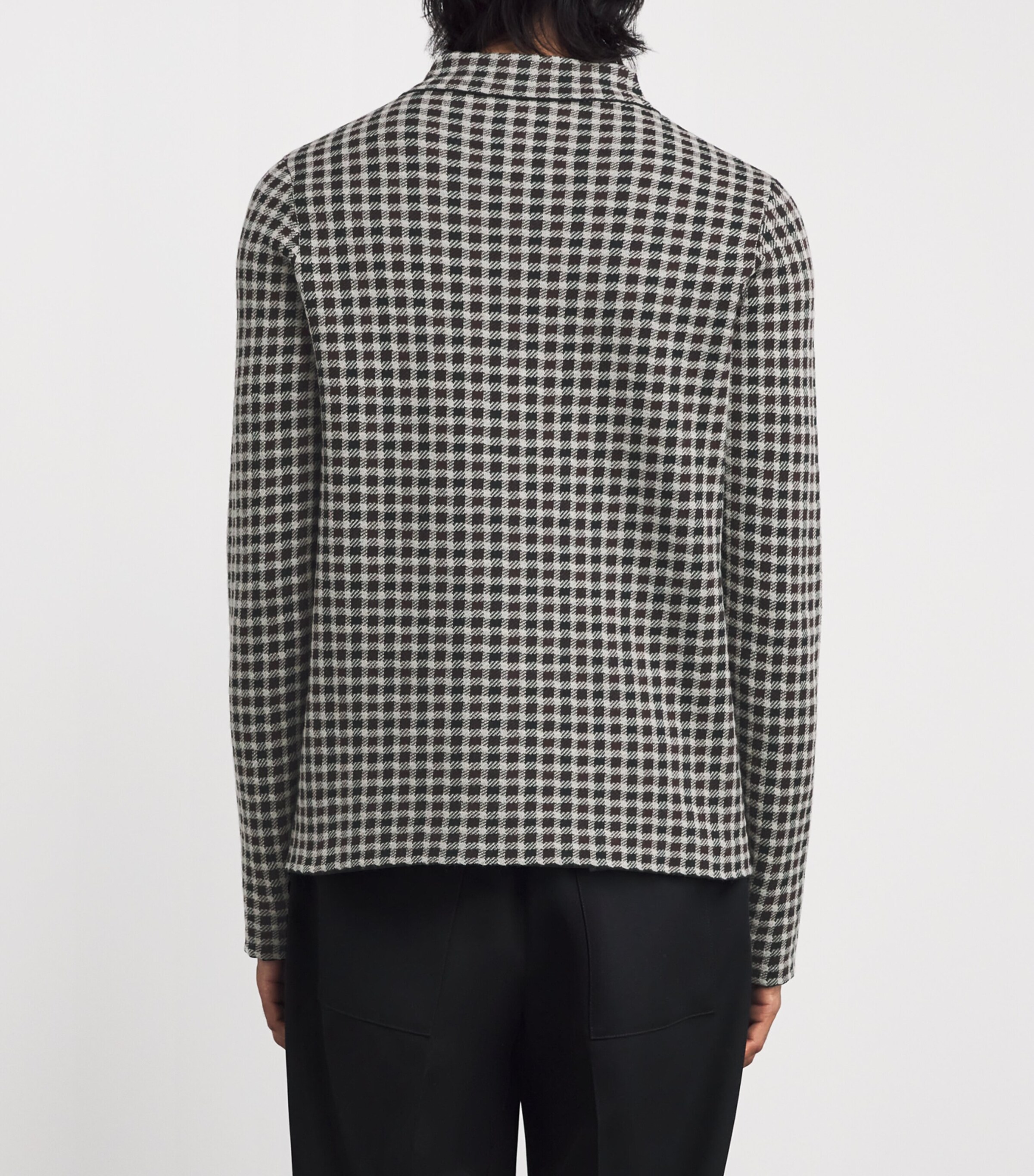 Jil Sander Mens Knitted Check Shirt Dark Grey Image 4