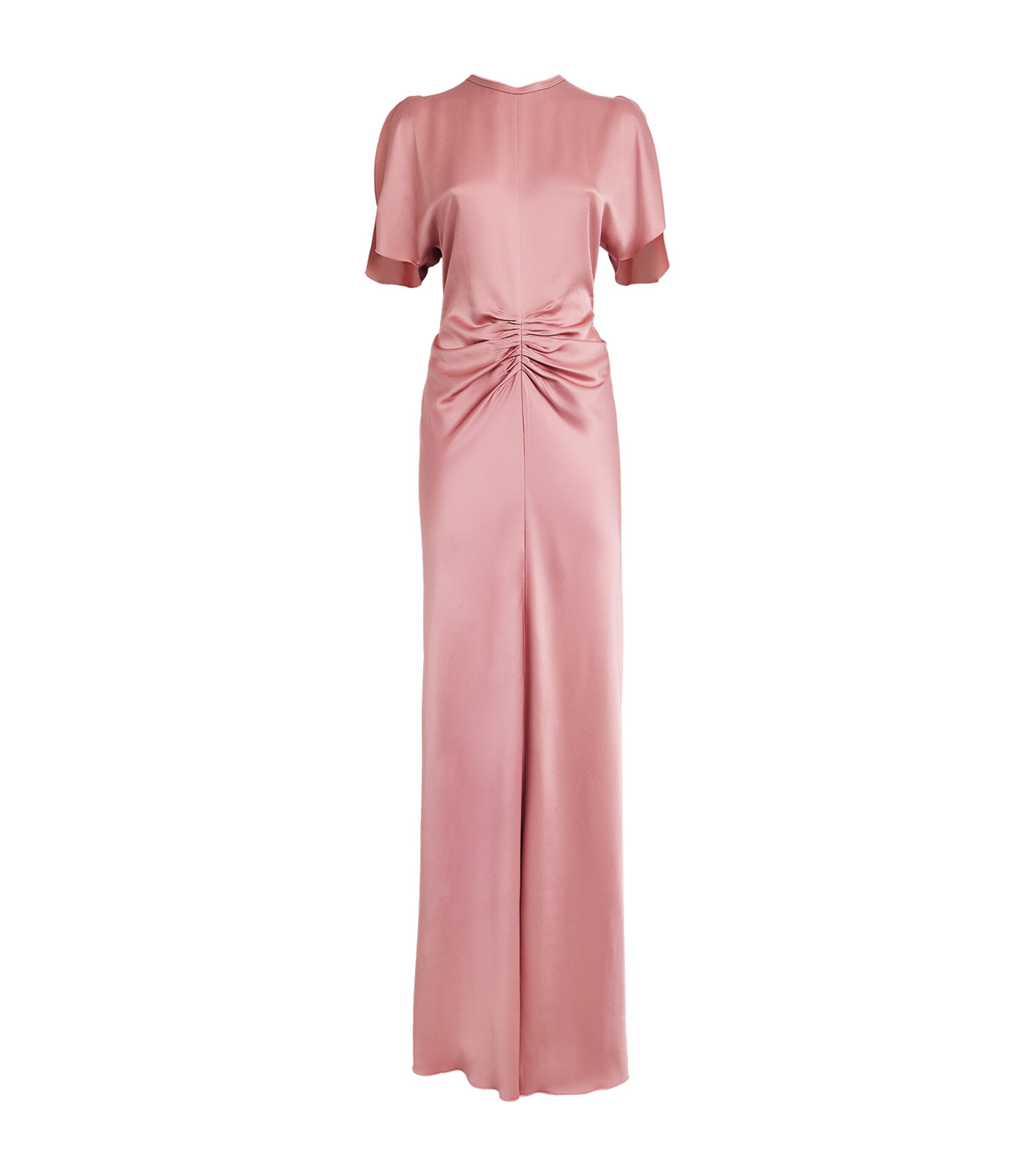 Victoria Beckham Pink Satin Gathered-Waist Gown | Harrods AU