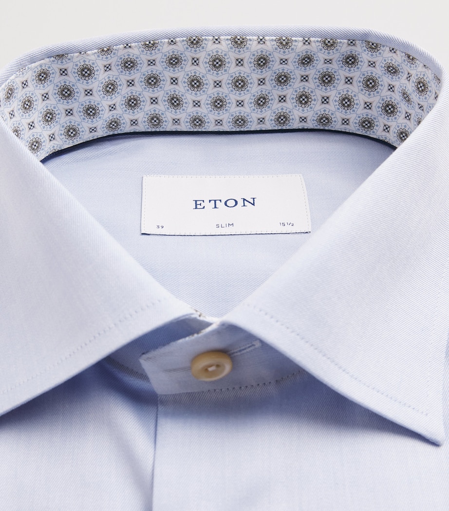 Eton Mens Cotton Slim Fit Shirt Light Blue Image 6