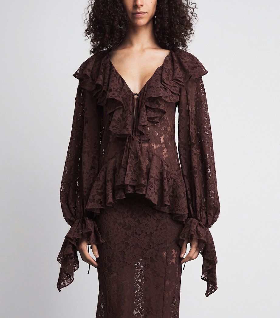 De La Vali Womens Lace Mija Blouse Brown Image 4